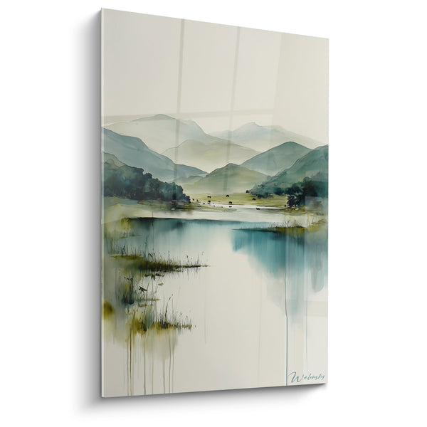 Gemälde Berglandschaft - Aquarell Reflexionen - Ausgabe Korsika