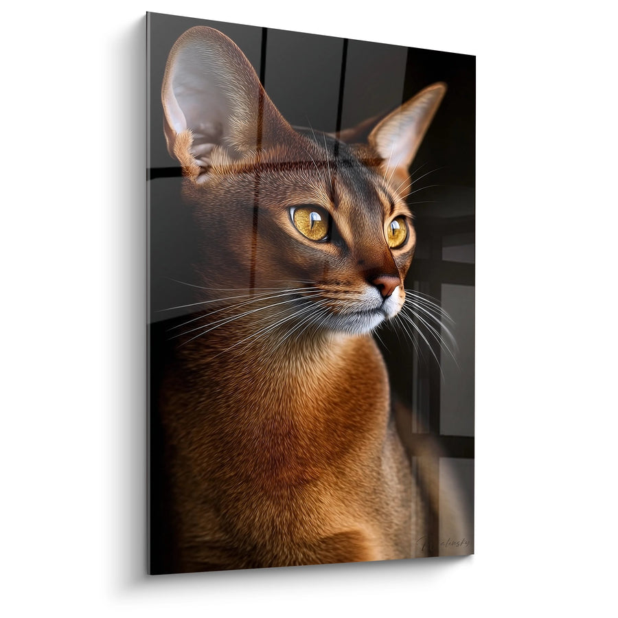 Tableau Chat Abyssin Portrait Élégant - Regard Doré Intense - Edition chat Abyssin