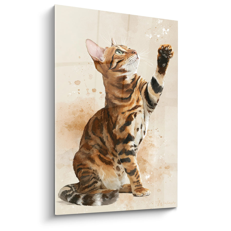 Tableau Chat Bengal Joueur - Patte Levée - Edition chat Bengal