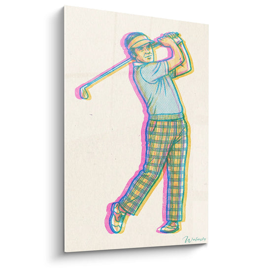 Tableau Golfeur Vintage - Style Pop Art Coloré - Edition Golf