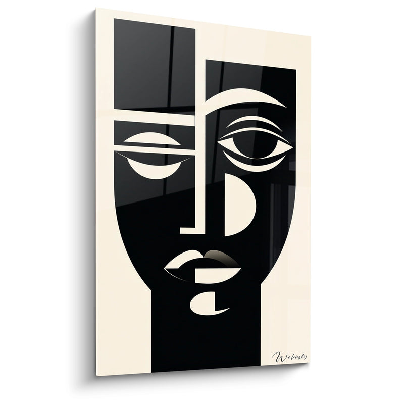 Modern Tribal Mask Painting - Black and White Geometric Face - African Tribal Art Edition