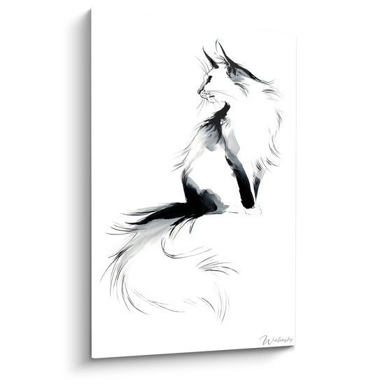Tabella Chat Somalo Acquerello Bianco e Nero - Eleganza Felina - Edizione chat Somalo