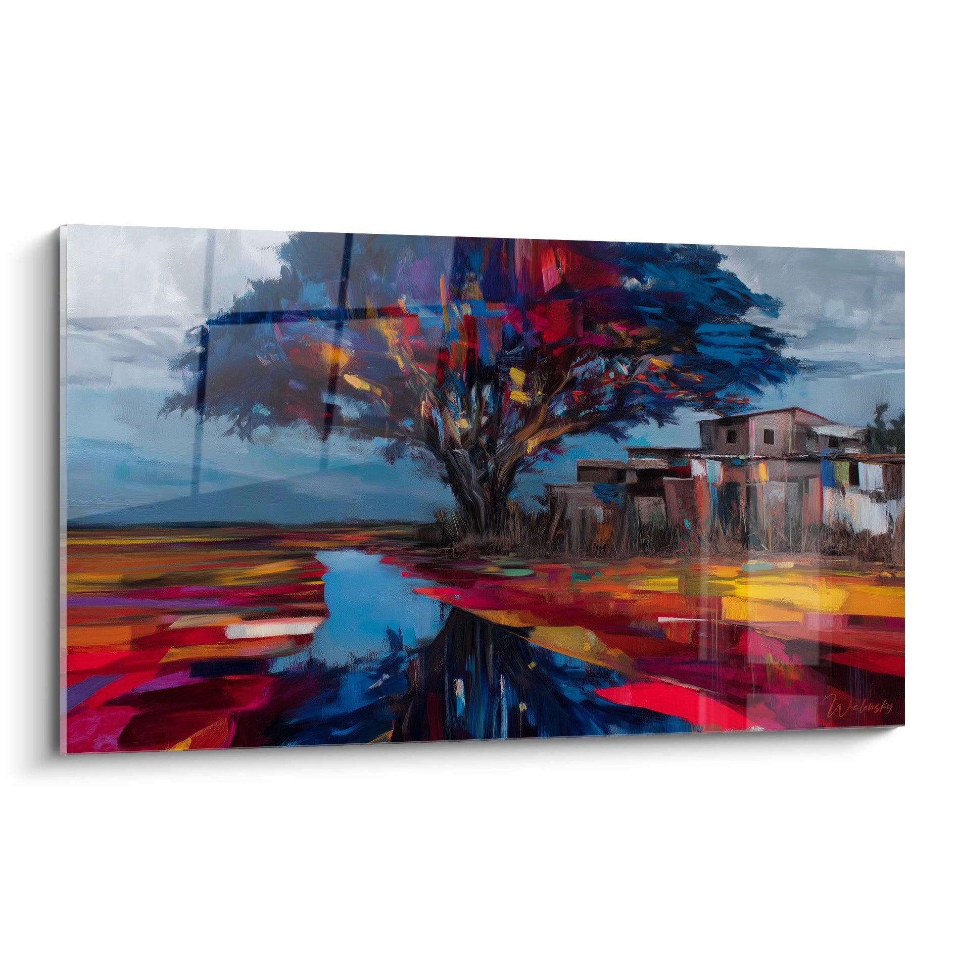 Tableau Arbre Gardien du village - édition paysage africain
