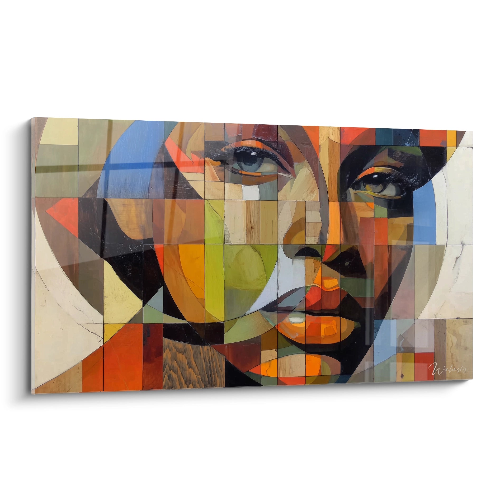 Tableau Portrait Mosaïque d'ébène - édition visage africain