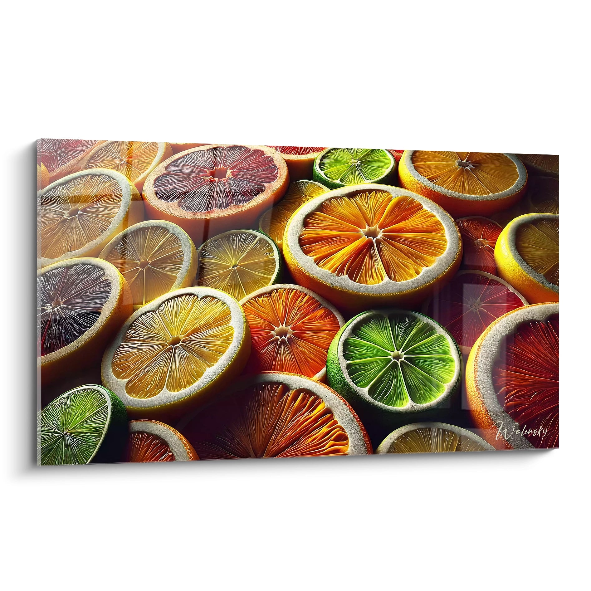 Tableau cuisine en verre acrylique de grande taille - Vue principale en biais sur fond blanc - Art mural moderne et élégant - Décoration intérieure pour cuisine - Qualité supérieure et impression haute résolution - Tableau géant pour cuisine moderne