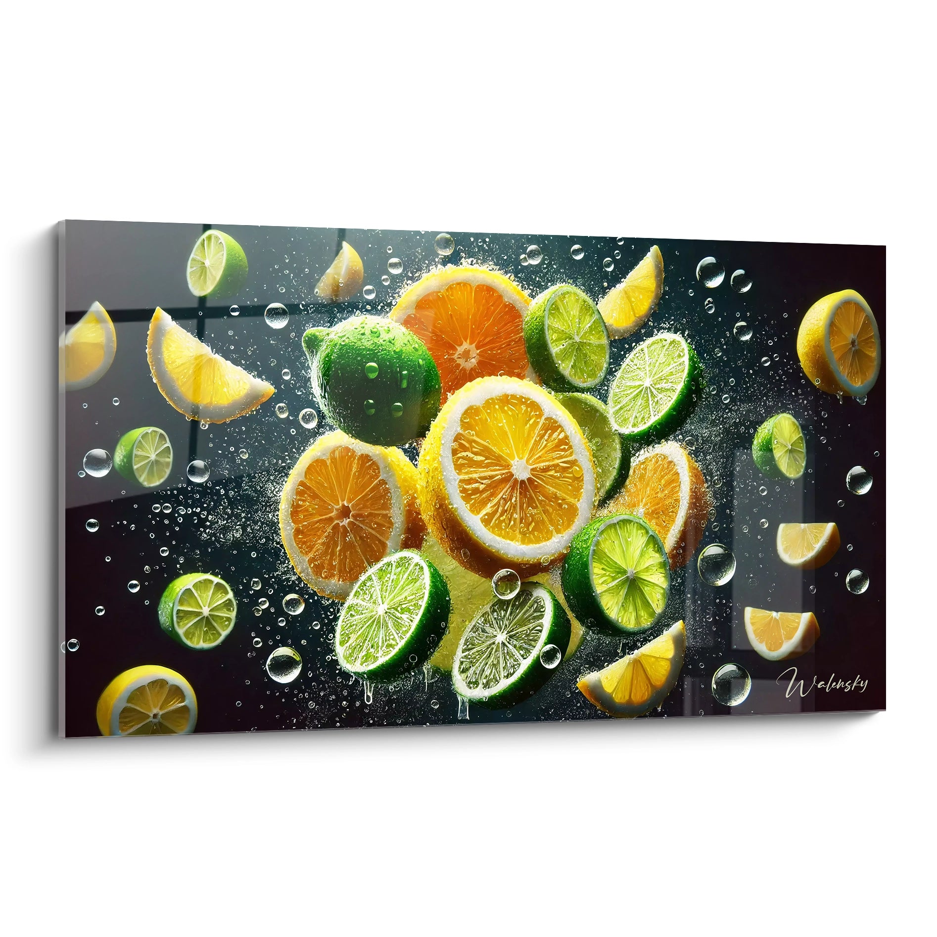 Tableau cuisine en verre acrylique de grande taille - Vue principale en biais sur fond blanc - Art mural moderne et élégant - Décoration intérieure pour cuisine - Qualité supérieure et impression haute résolution - Tableau géant pour cuisine moderne