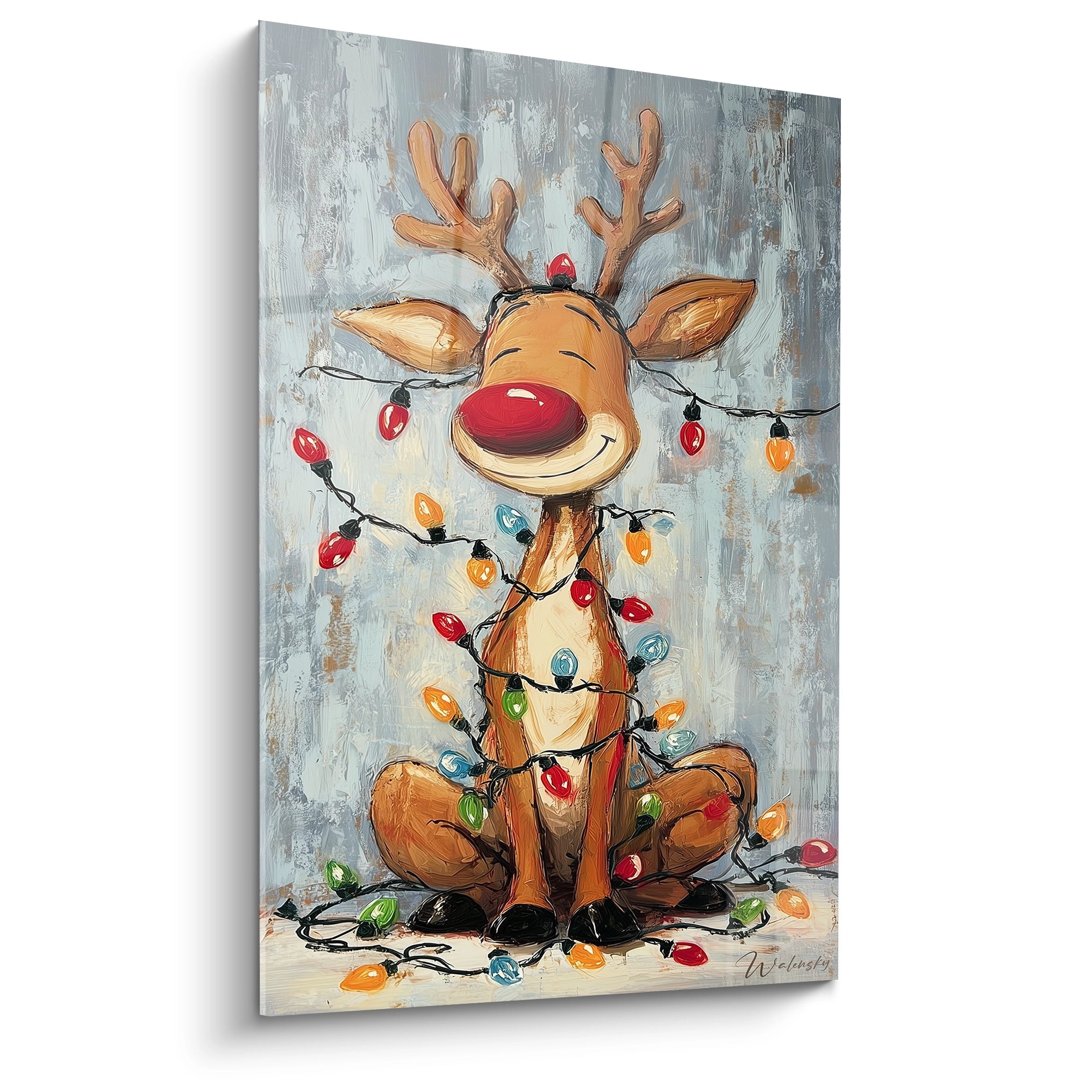 Tableau Renne Danse des Ampoules - édition Noel