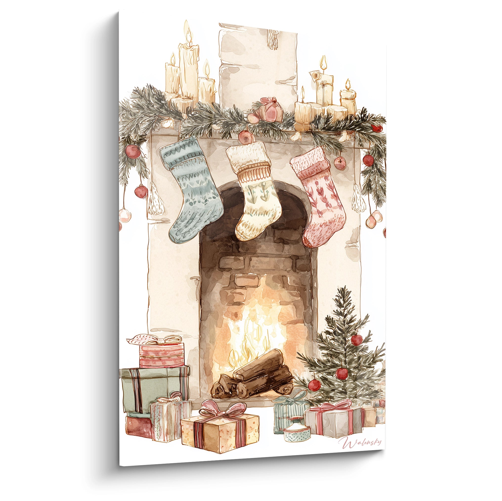 Tableau Cheminée Bûches Crépitantes de Décembre - édition Noel