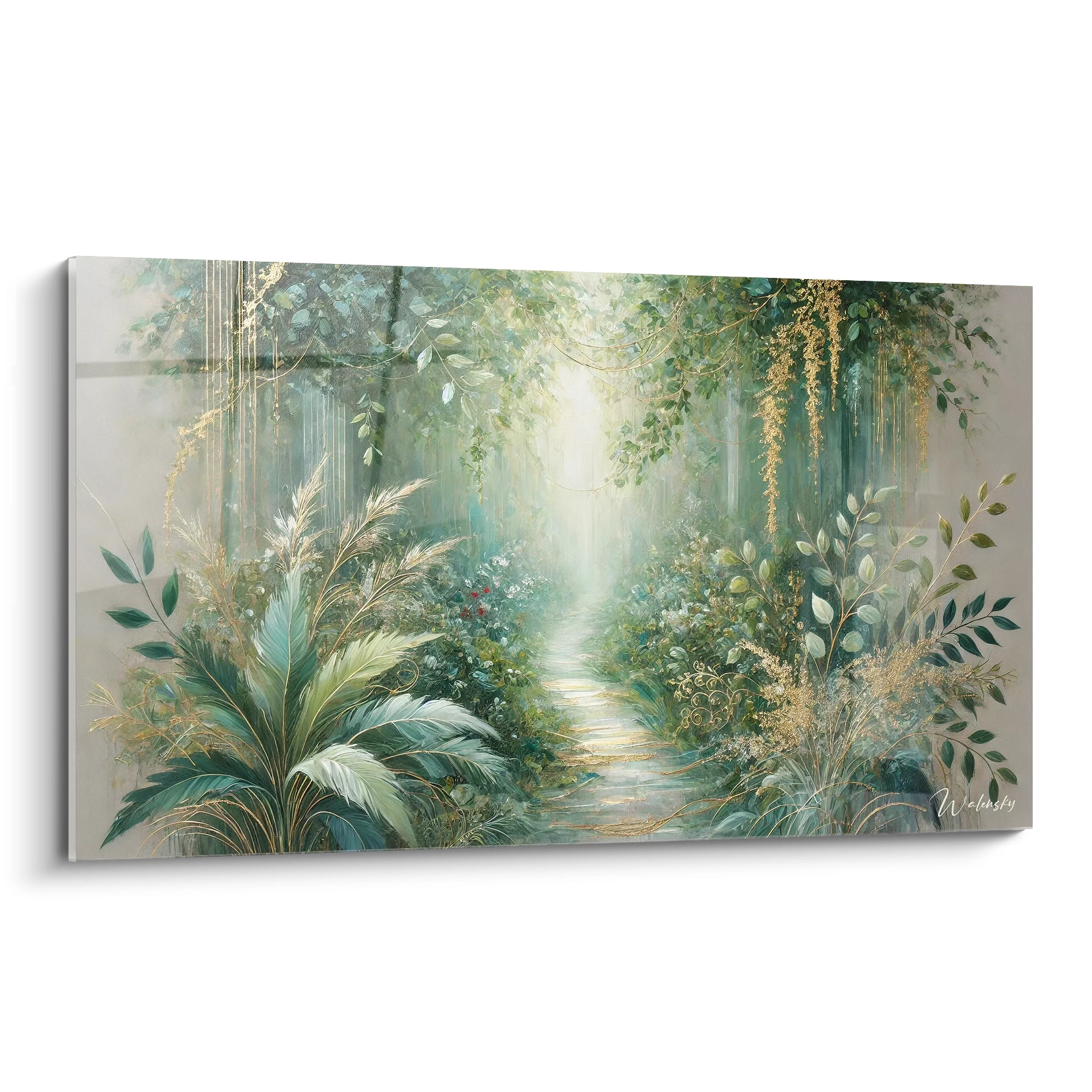 Ce tableau jungle révèle la beauté sauvage de la nature. Son design unique invite à la rêverie, apportant une touche de sérénité et de lumière à votre espace.

