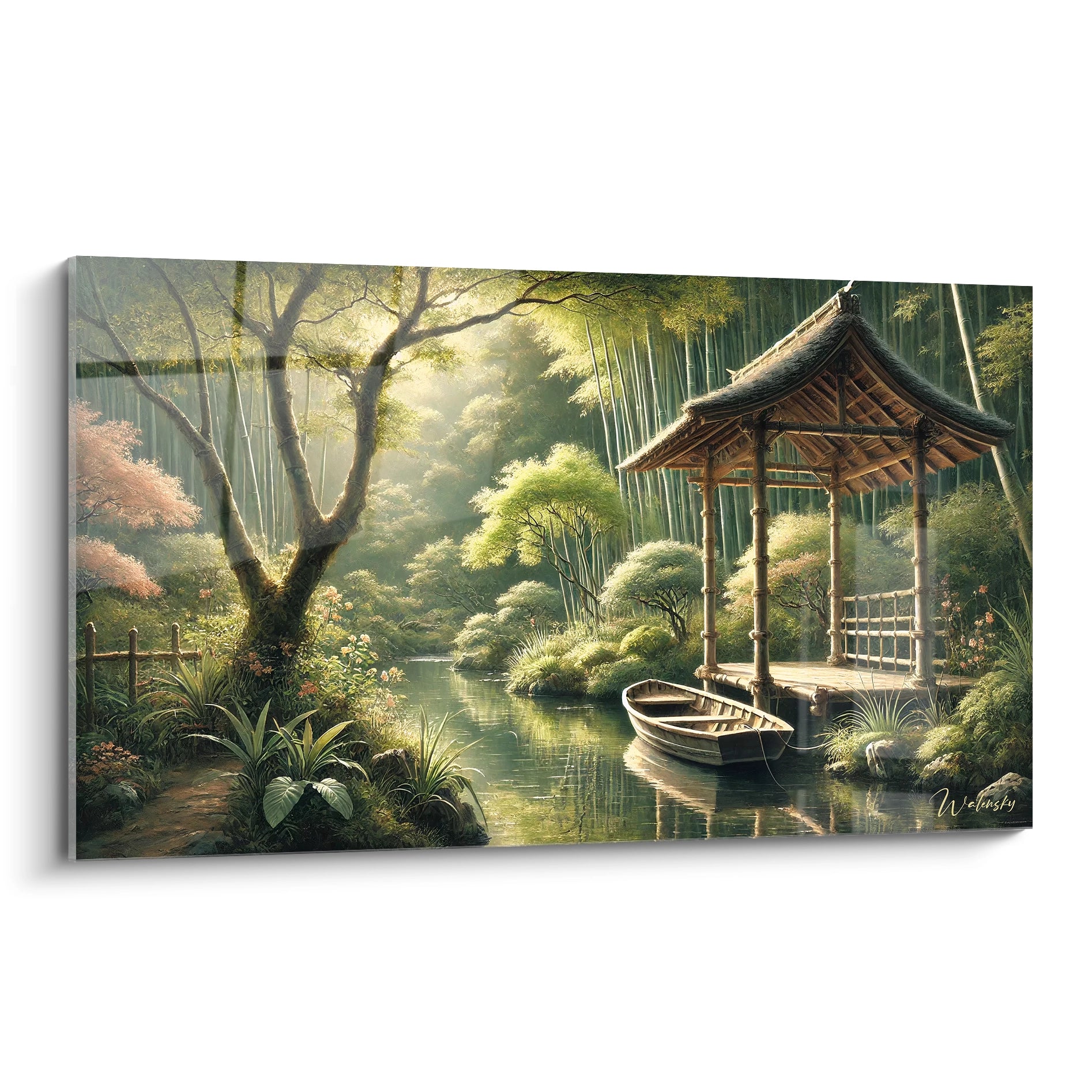 Découvrez ce tableau jungle sous un angle captivant, mettant en valeur ses détails minutieux. Une œuvre qui invite à la sérénité et à la beauté de la nature.

