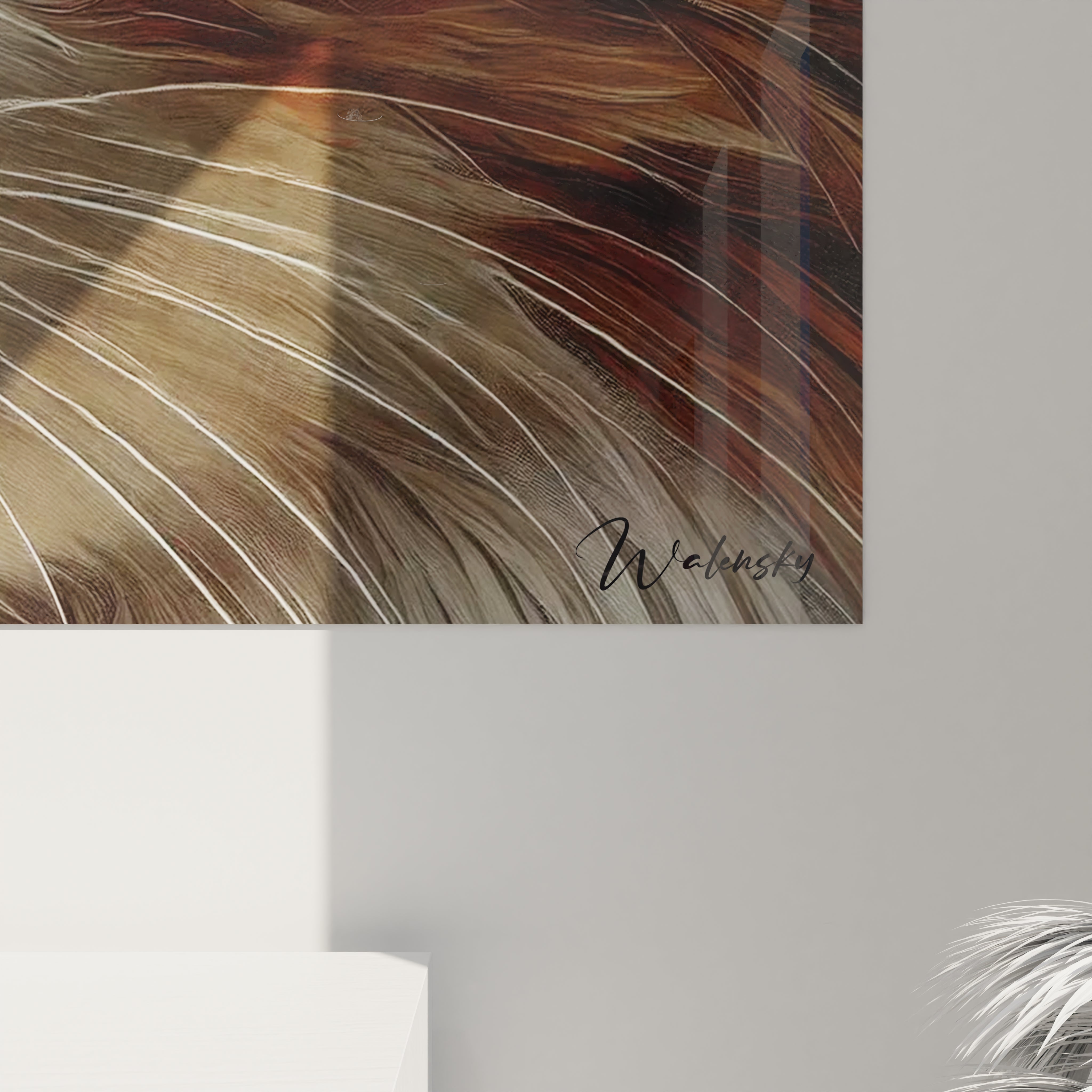 Découvrez chaque détail de ce tableau chat de près, avec un pelage soyeux et des yeux ambres profonds. Ce portrait animalier fascinant apportera une touche unique à votre décoration intérieure.
