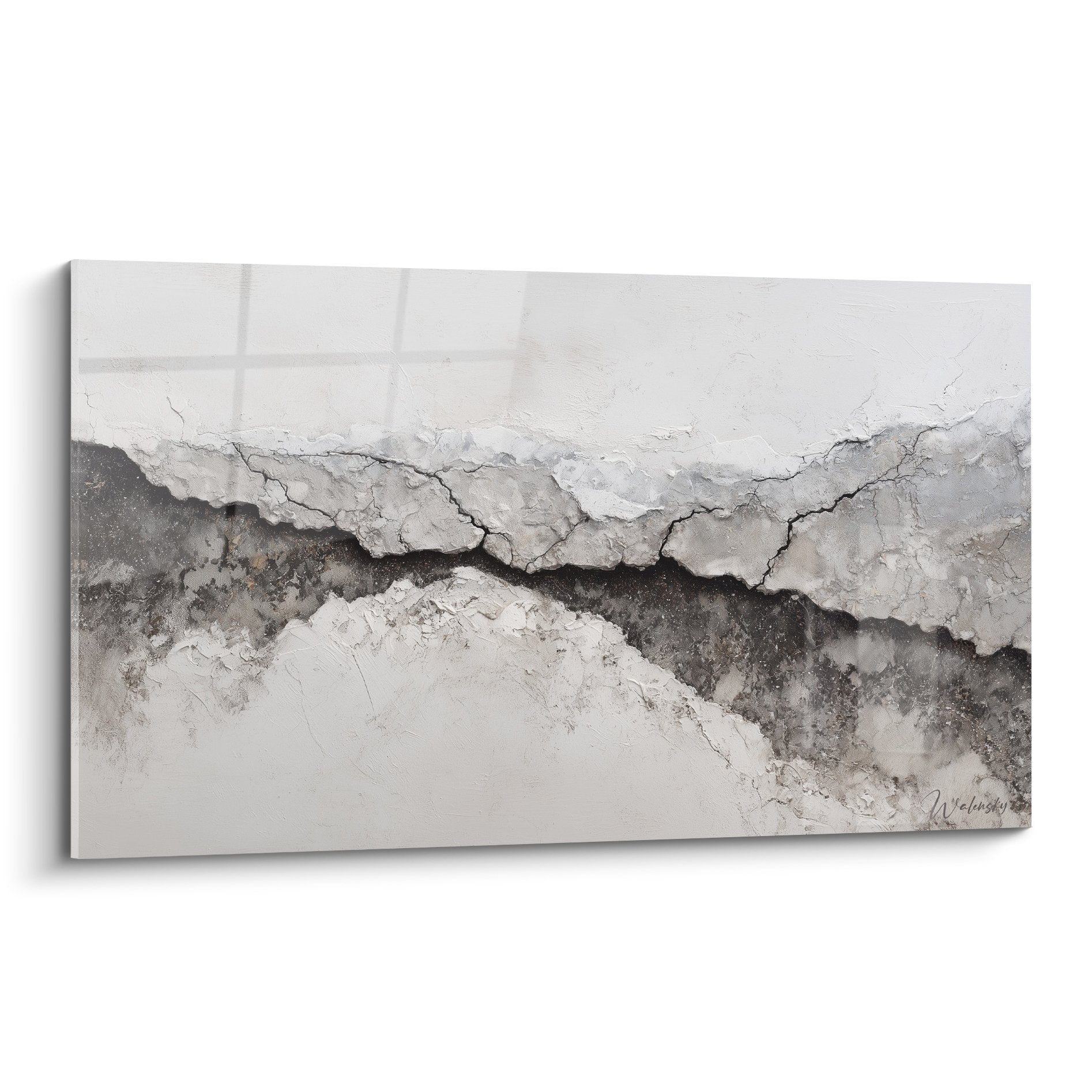 abstraction minerale grise blanche textures craquelees fissures noires feng shui nord ouest metal