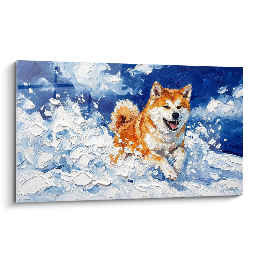Tableau Akita Inu dans la Neige Expressionniste - Éclat Hivernal - Edition Akita Inu