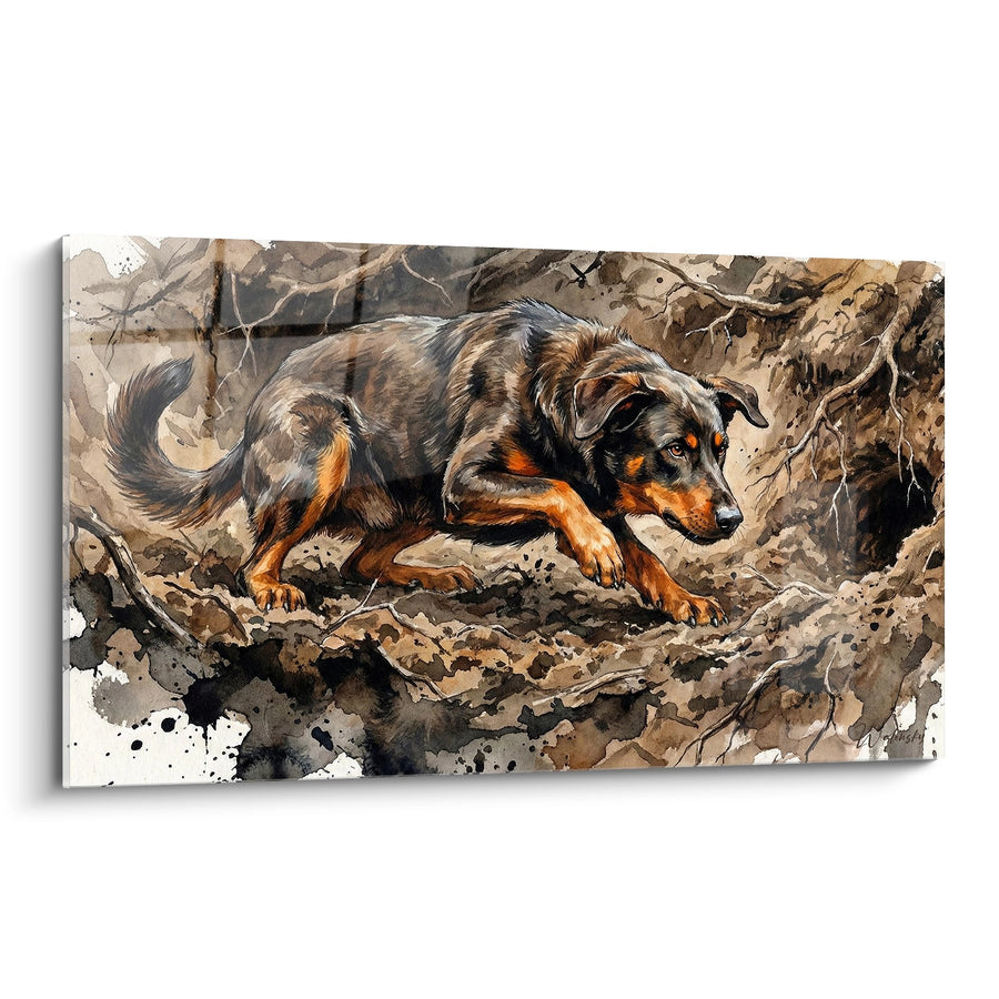 Hundetafel Beauceron-Welpe Auf Felsen Liegend - Zarter Blick - Edition Beauceron
