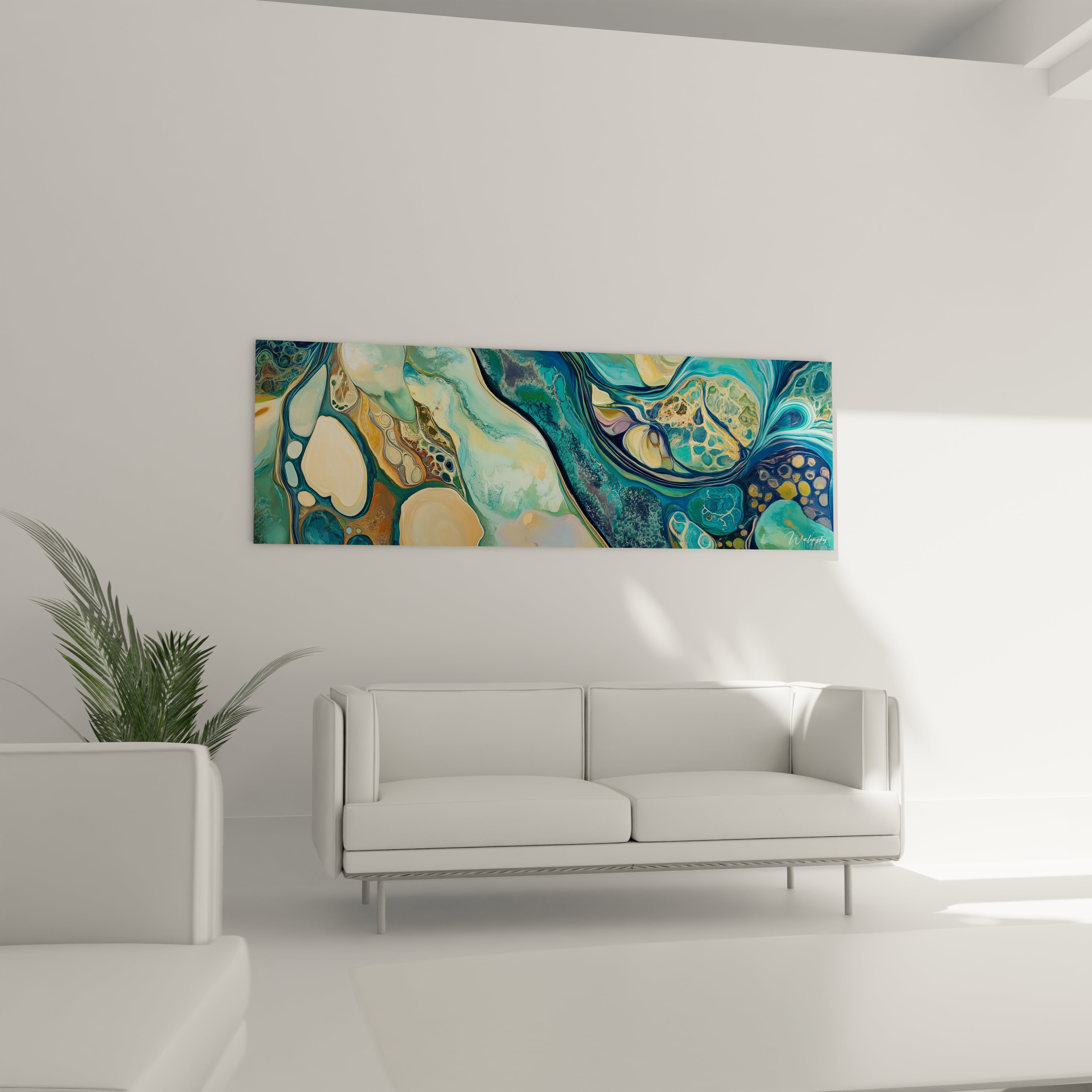 Tableau moderne abstrait de Walensky aux couleurs vives et motifs fluides pour décoration intérieure