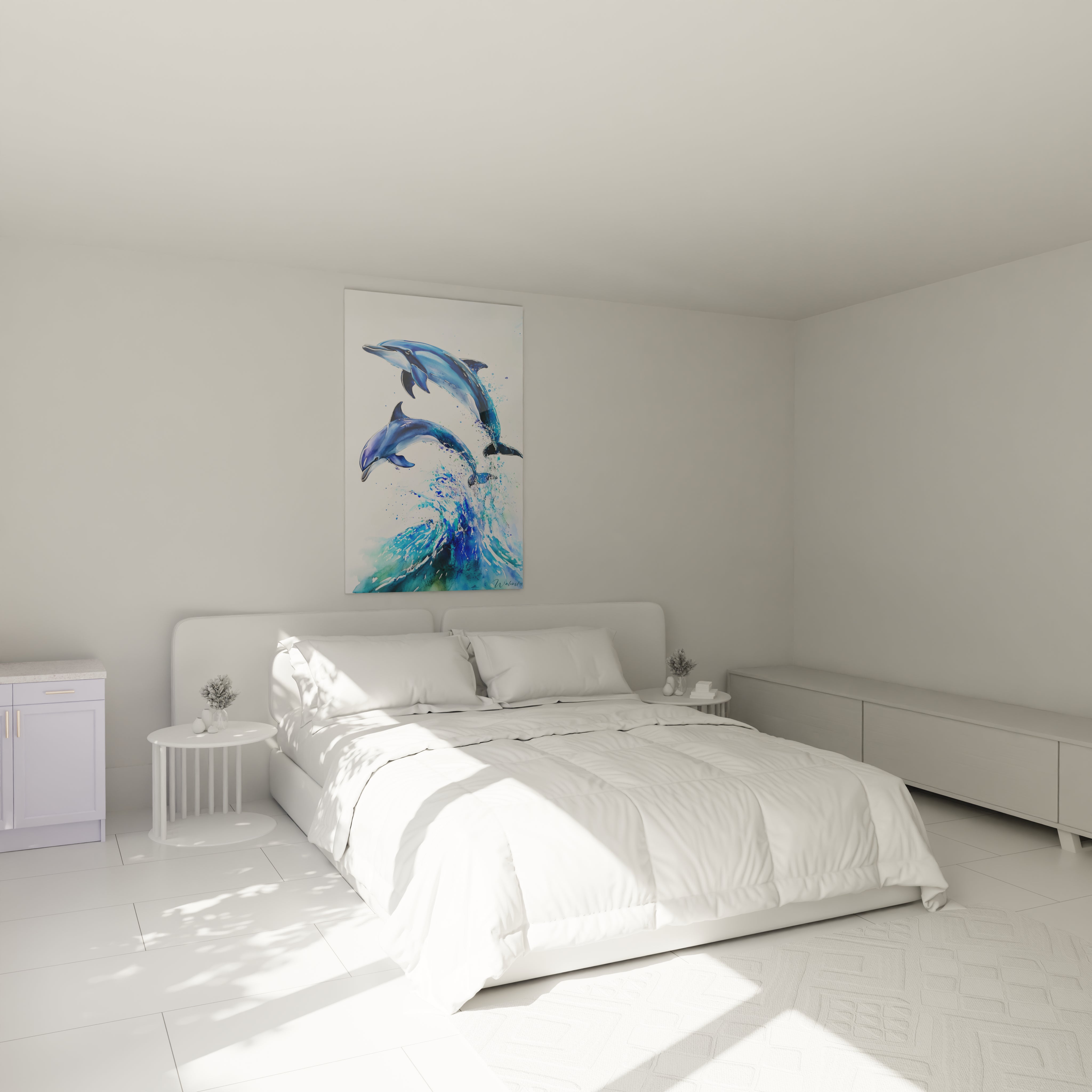 Tableau de dauphins colorés de Walensky pour décoration intérieure moderne