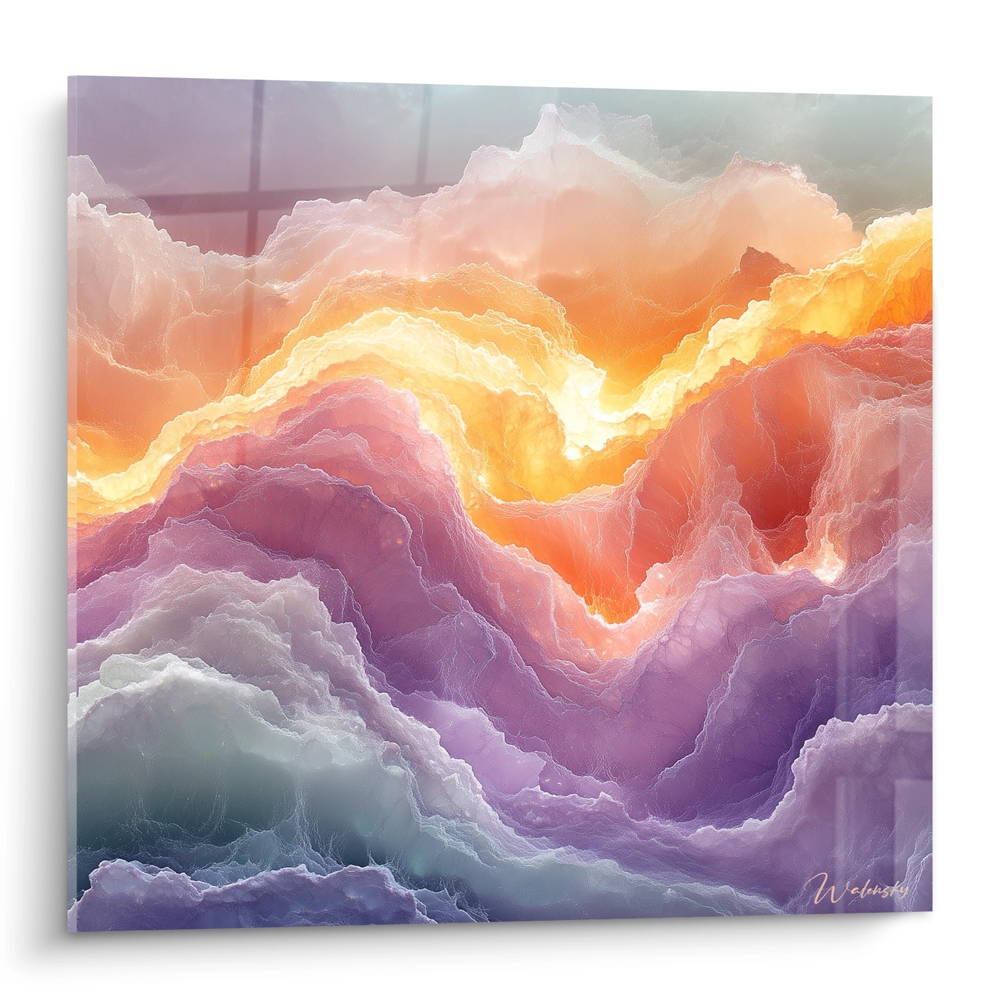 Tableau expressionniste abstrait de Walensky représentant des nuages colorés aux teintes vives