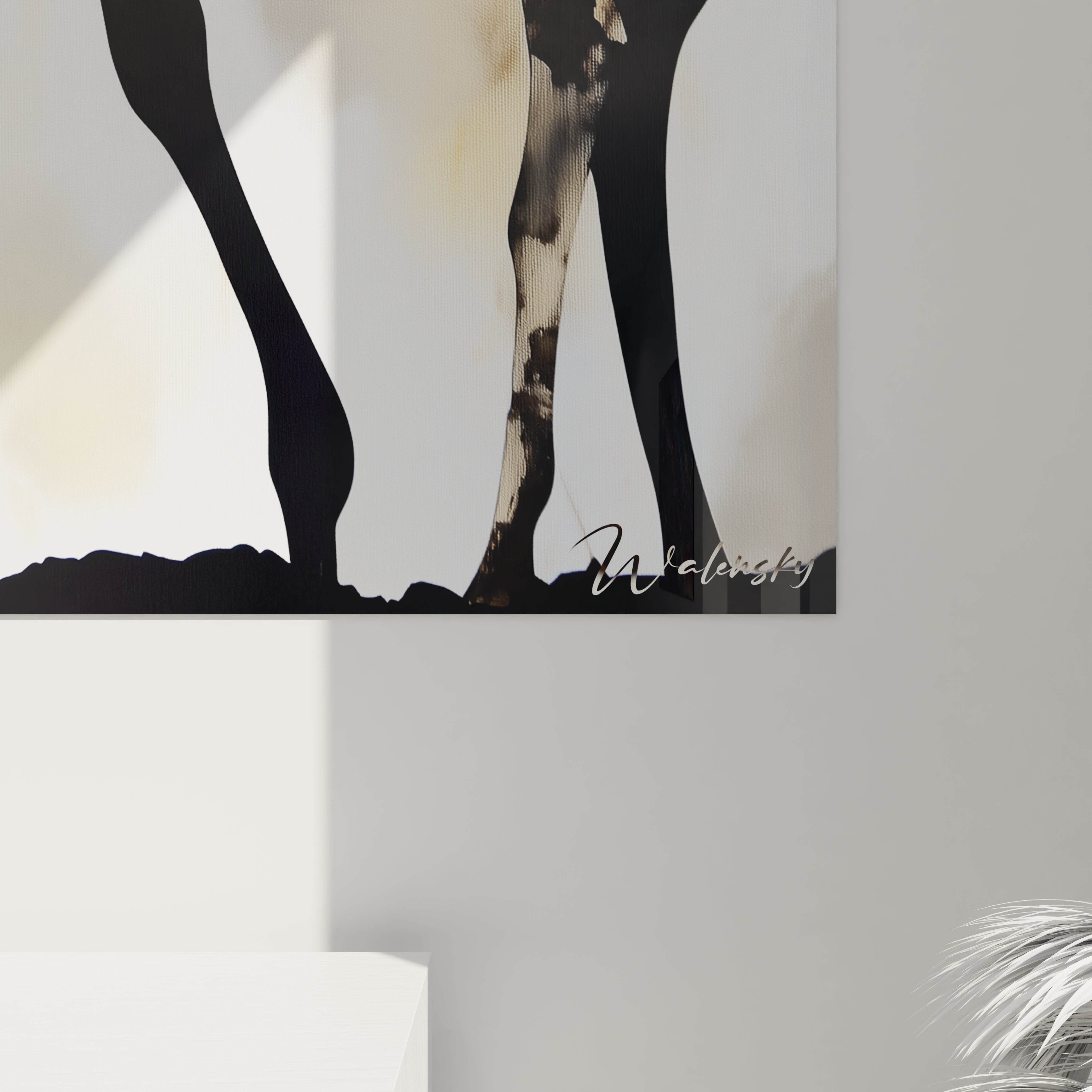 Tableau girafe Walensky avec une illustration artistique en noir et blanc pour la décoration intérieure