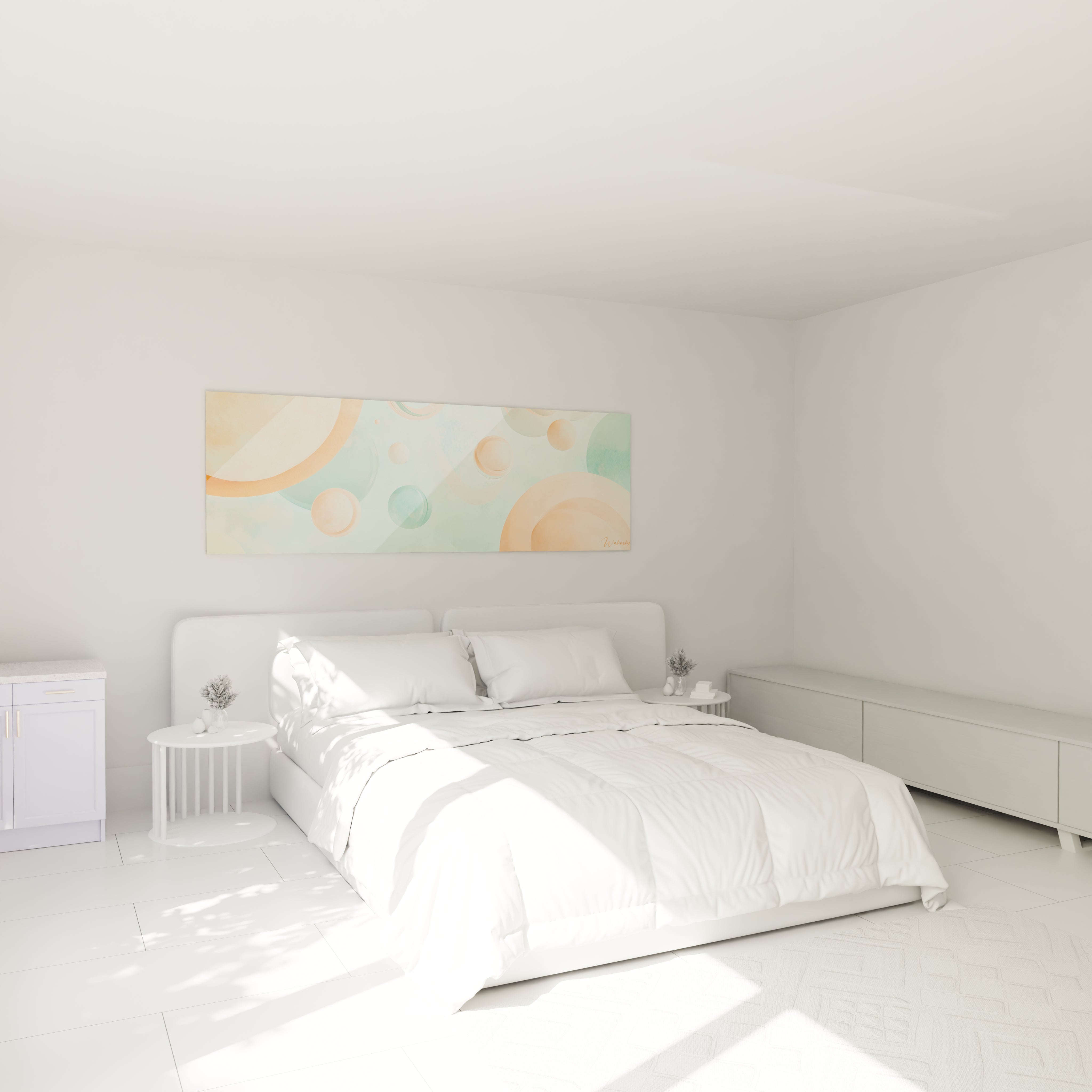 Tableau géométrique abstrait de Walensky avec des formes pastel pour embellir une chambre moderne