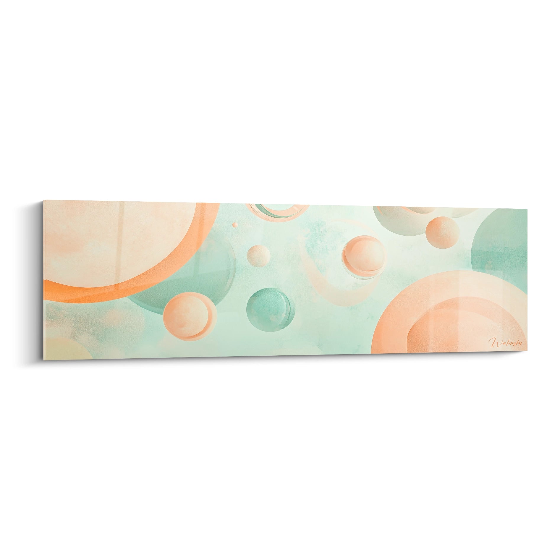 Tableau géométrique abstrait Walensky avec des cercles pastel sur fond doux