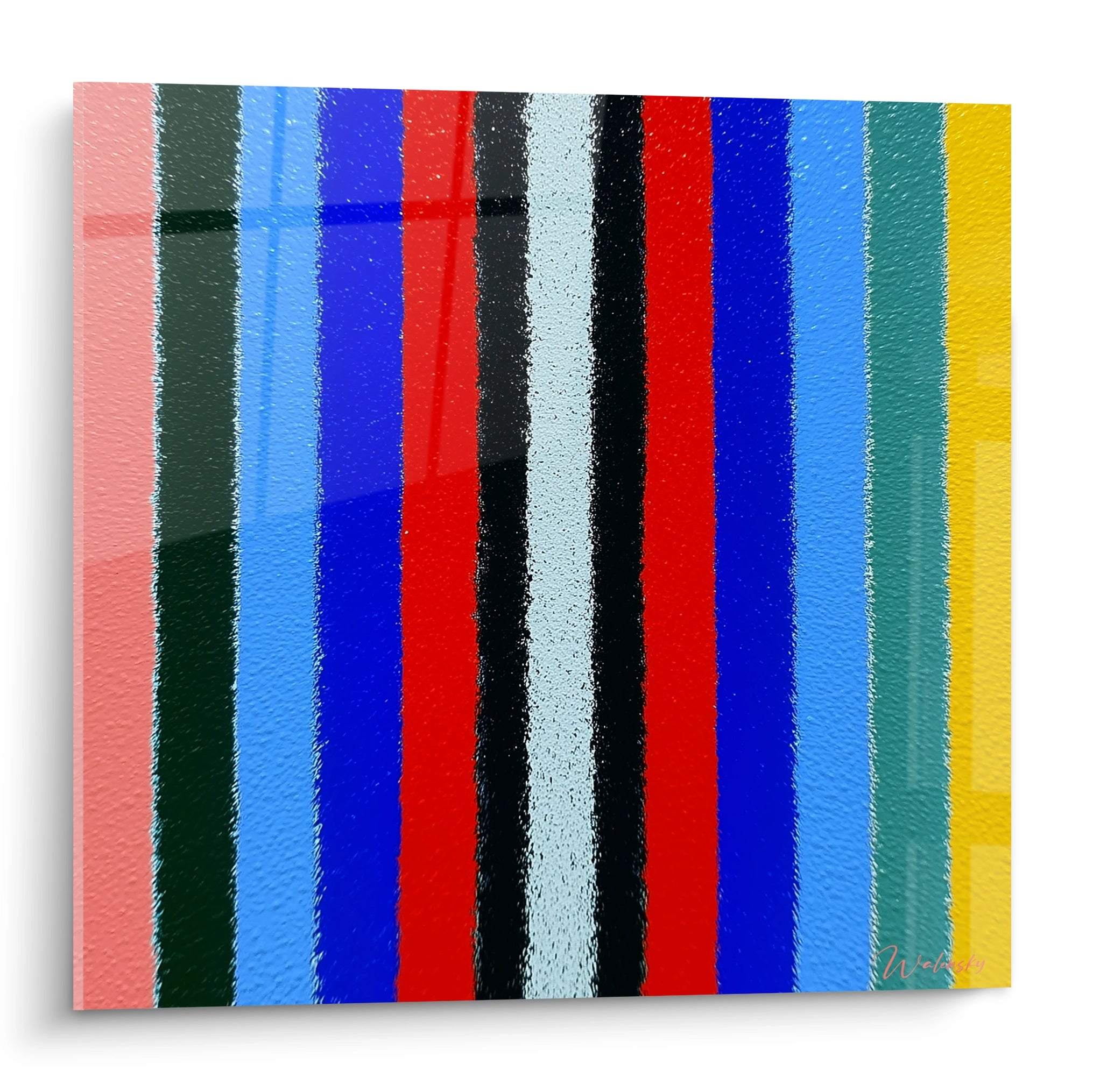 Tableau mural Walensky tableau op art rayures verticales multicolores sur toile texturee et brillante
