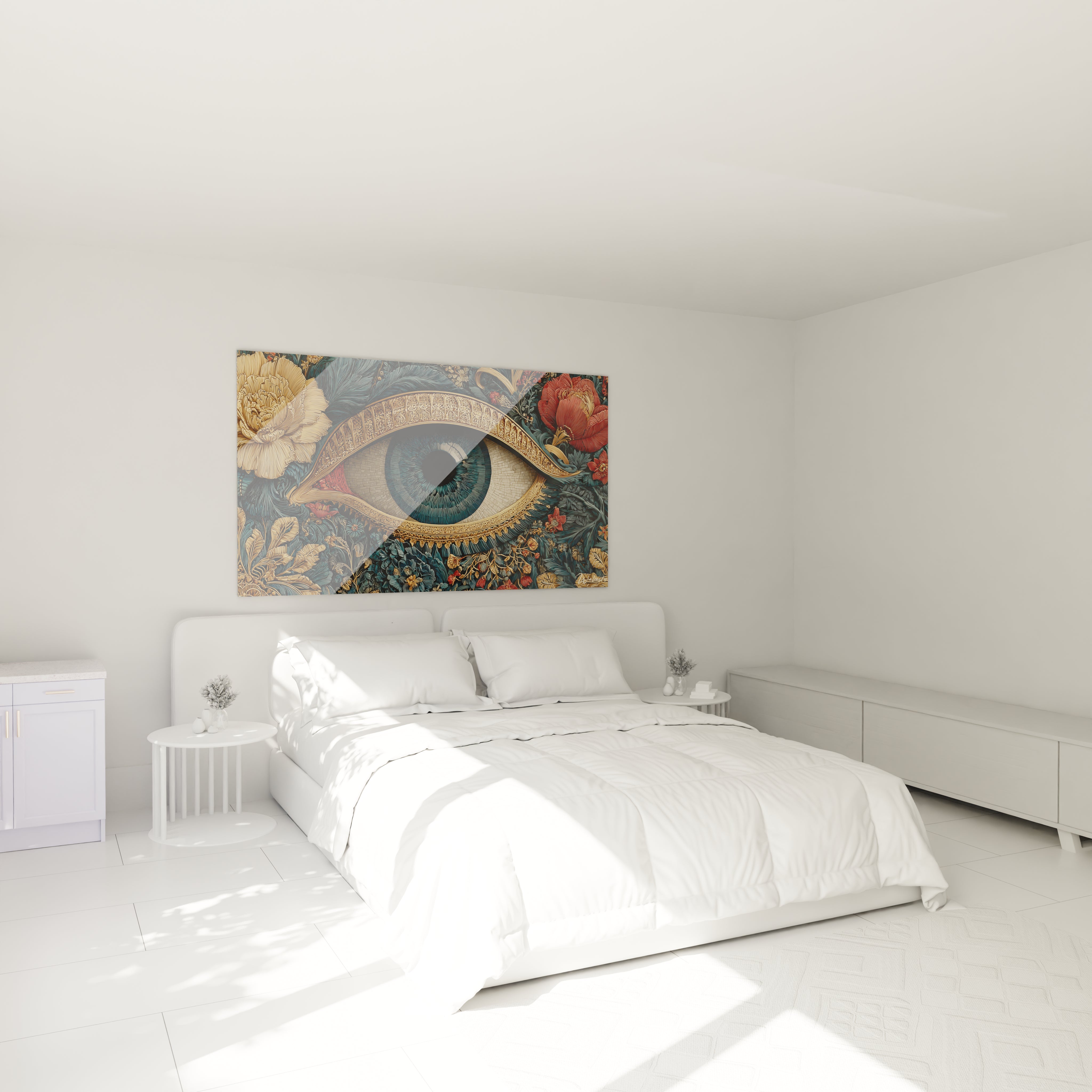 tableau art nouveau œil Walensky tableau mural décoratif pour chambre motif grand œil entouré de fleurs