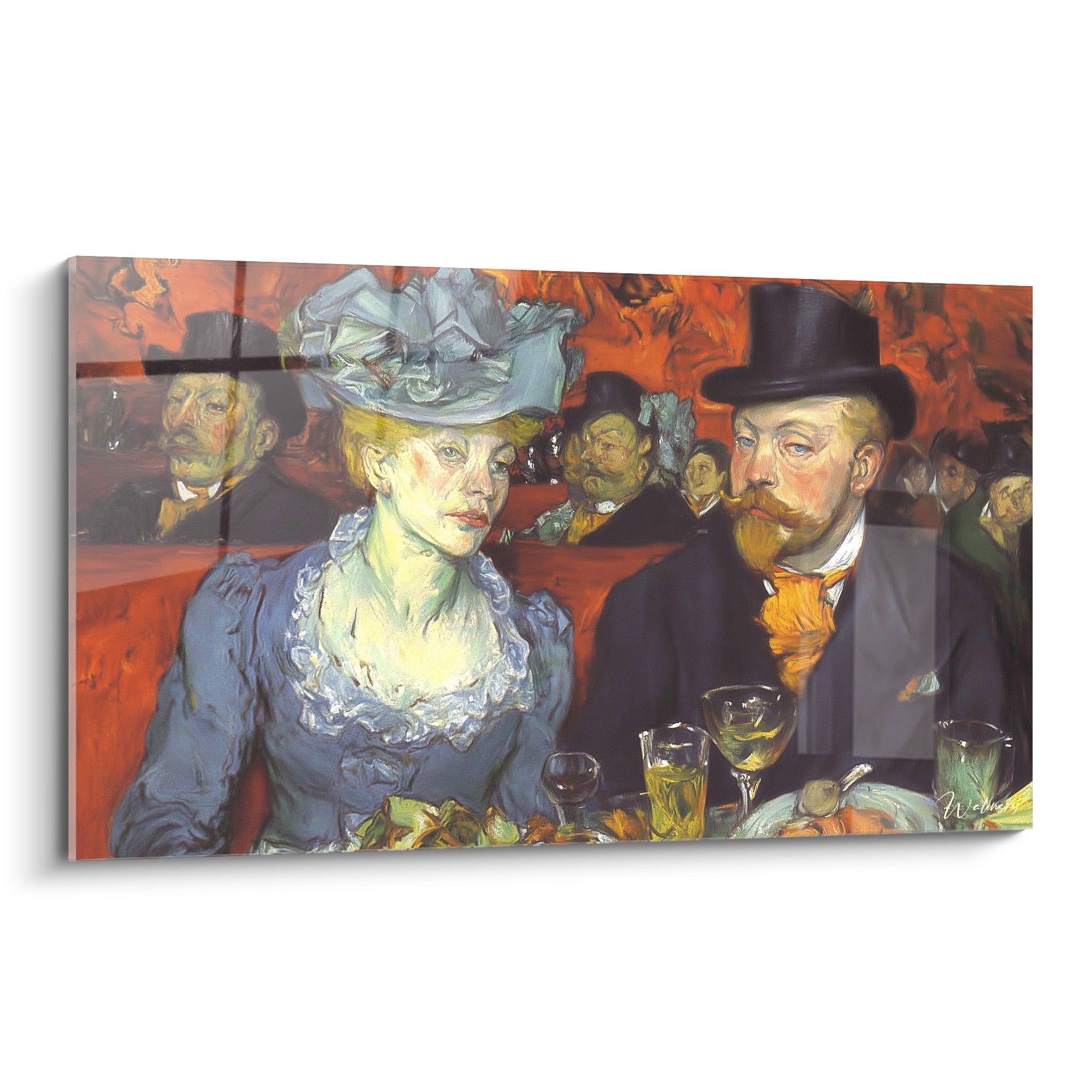 Tableau mural Walensky d un couple au cabaret avec verres et couleurs vives tableau cabaret parisienne post impressionniste