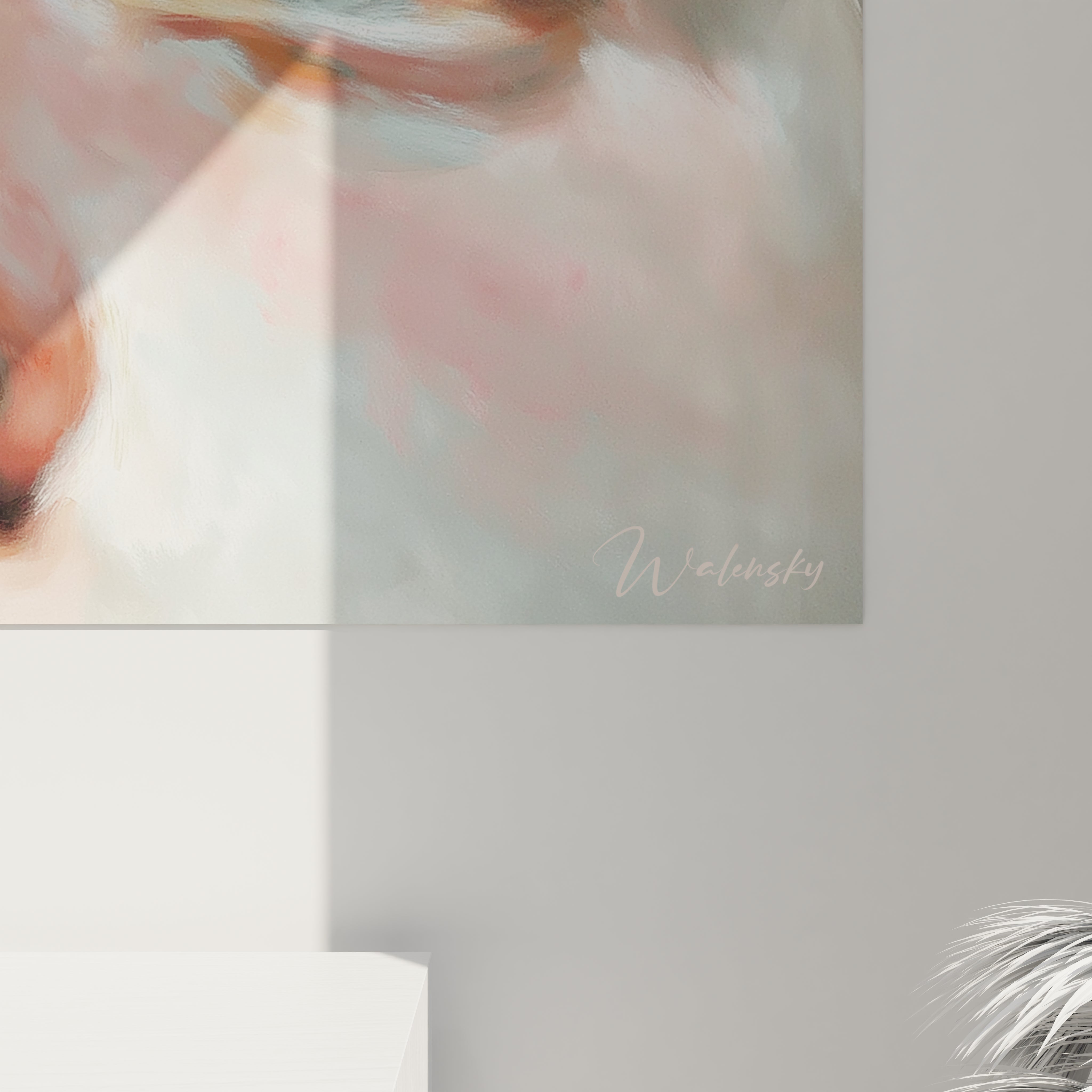 Tableau mural Walensky montrant une colombe en tableau colombe hyperréalisme aux tons pastel et signature