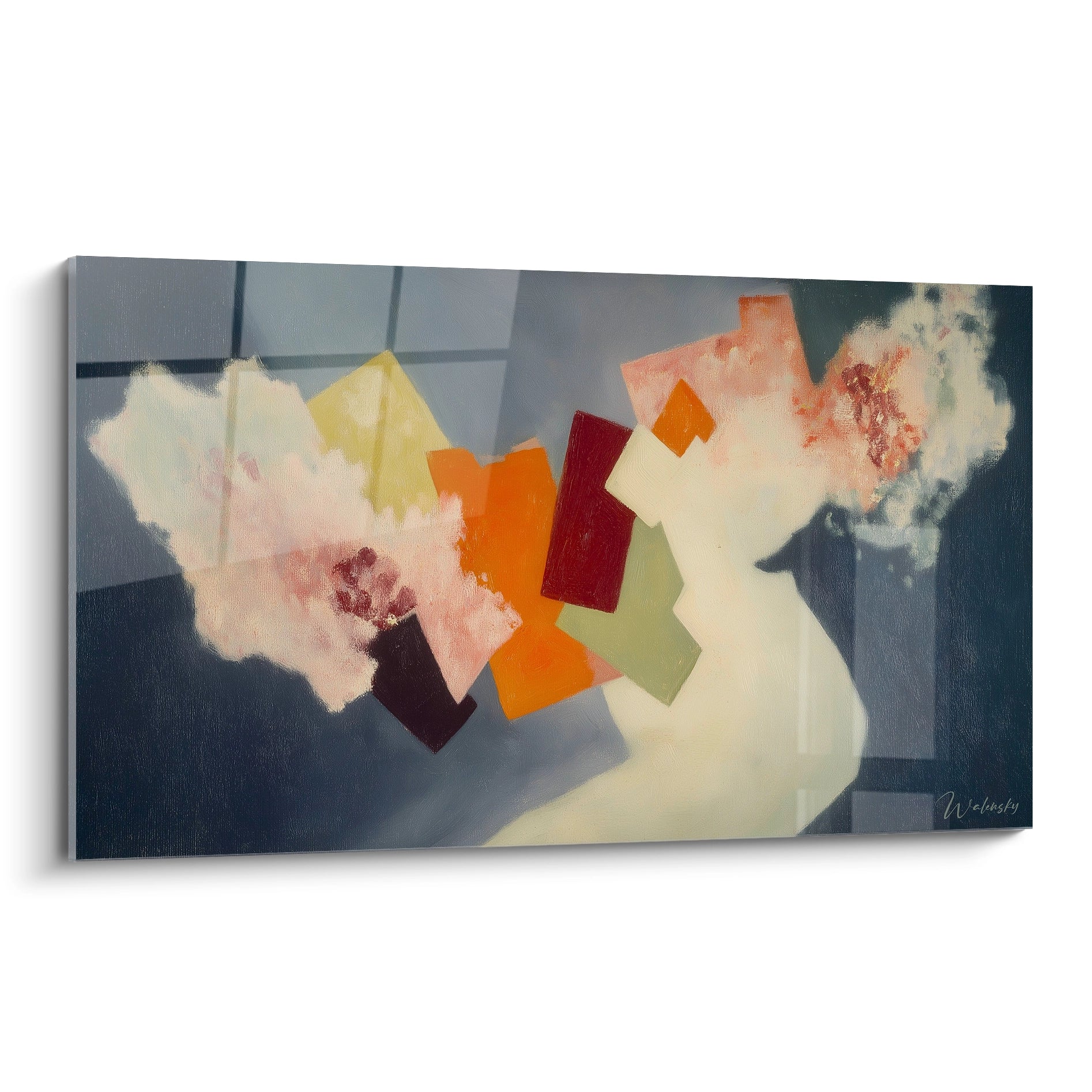 Tableau mural Walensky abstrait avec nuages et blocs colorés tableau dadaïsme formes géométriques