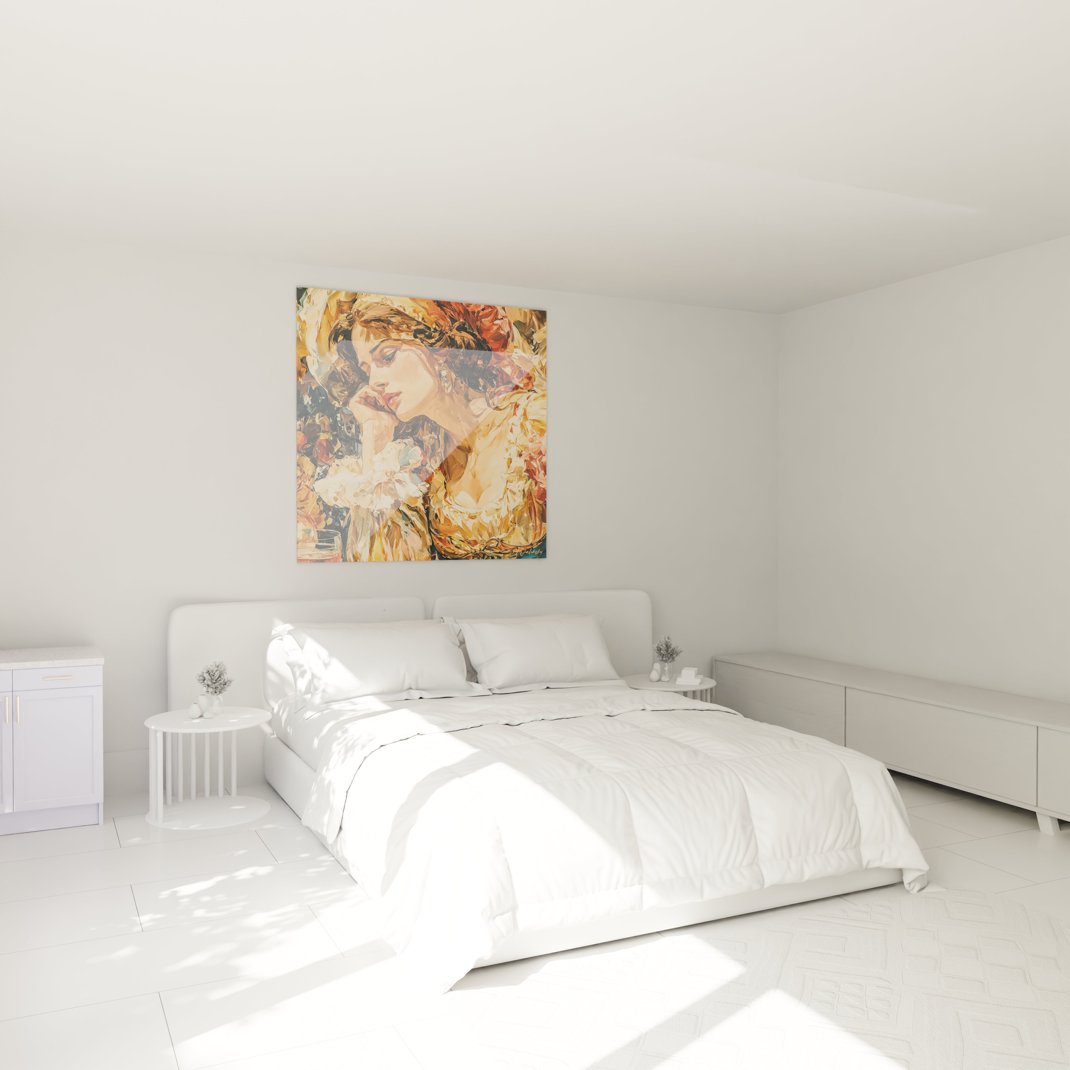 tableau femme renaissance mural Walensky portrait de femme romantique aux tons chauds pour chambre
