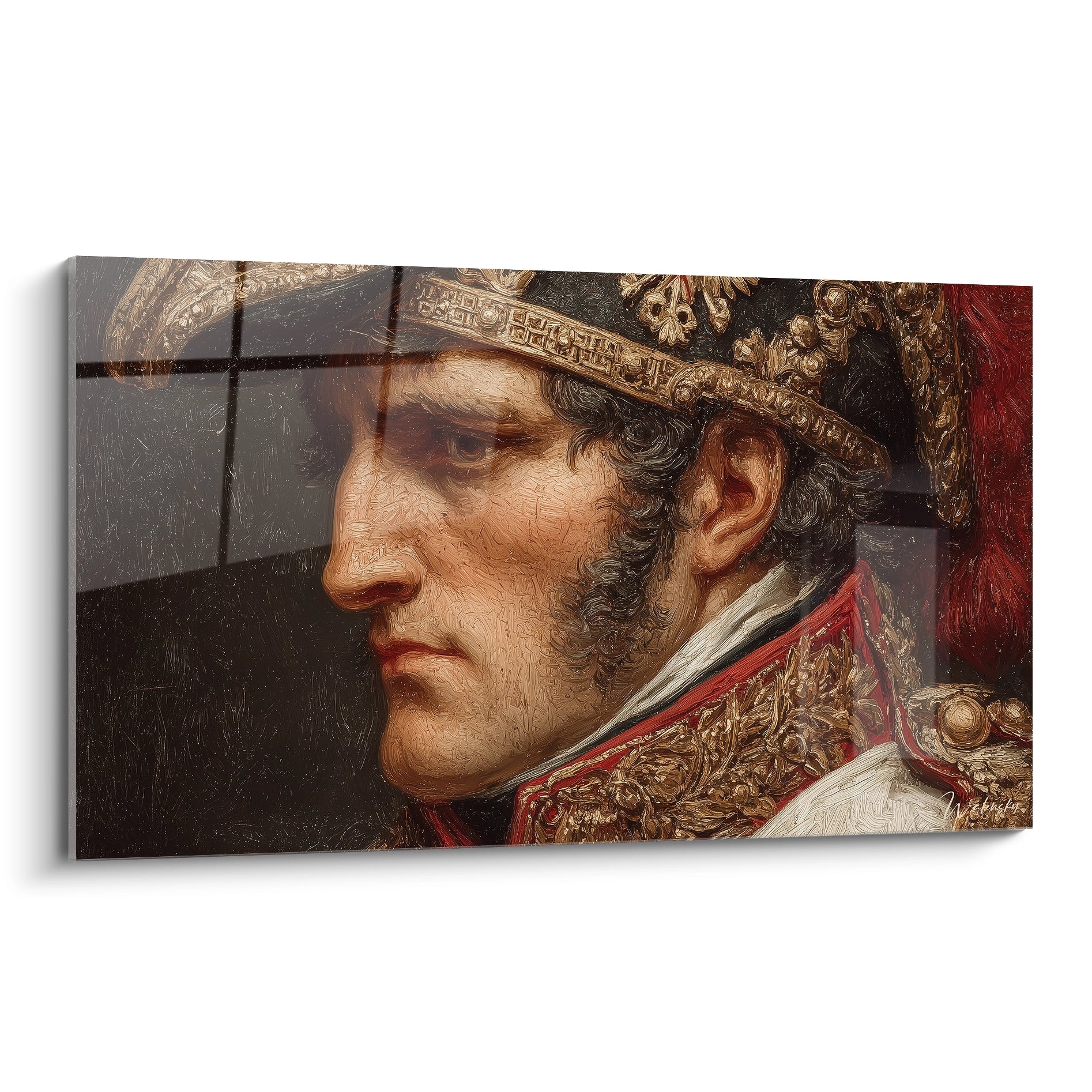 tableau Napoléon regard d'aigle par Walensky peinture murale profil de Napoléon en uniforme impérial sur toile