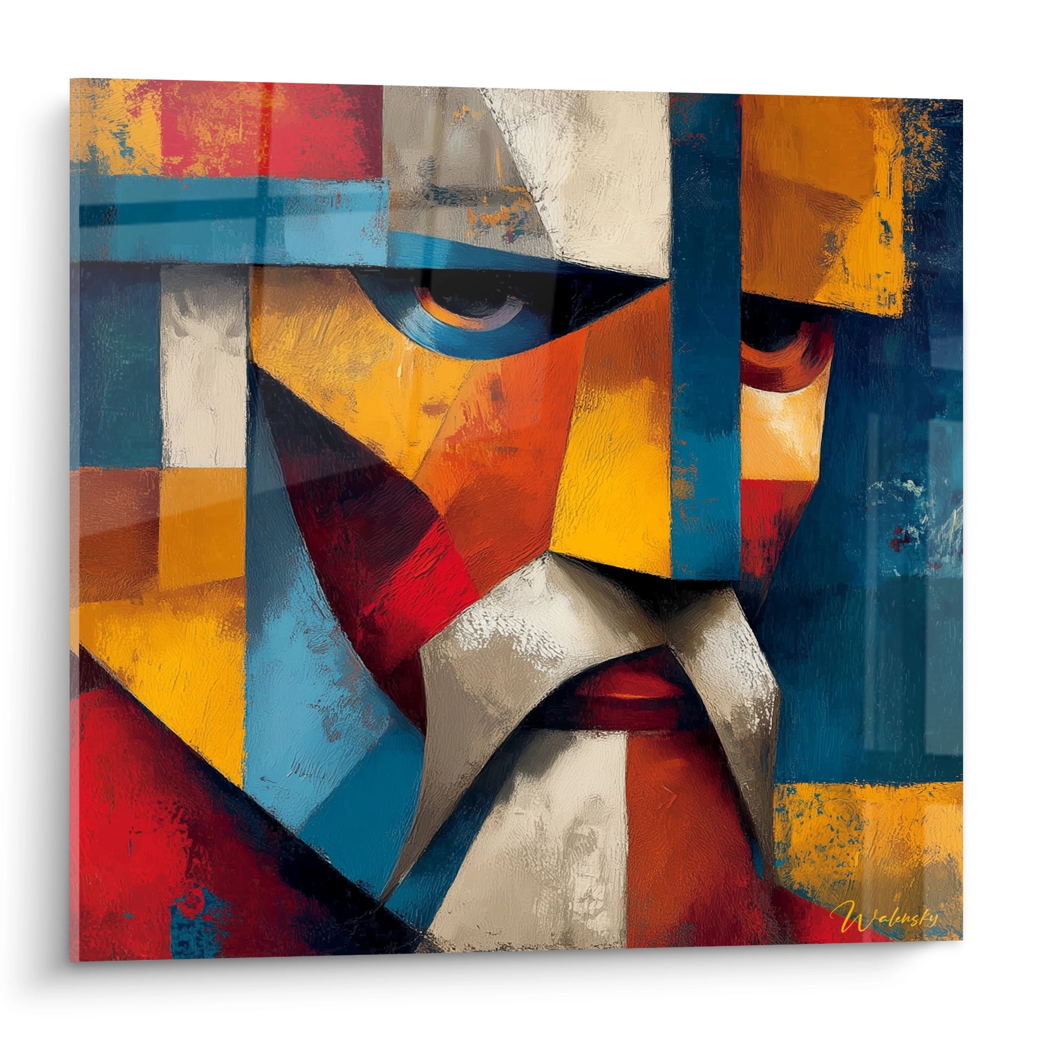 Tableau mural Walensky tableau visage abstrait cristaux coloré en formes géométriques rappelant facettes de cristal