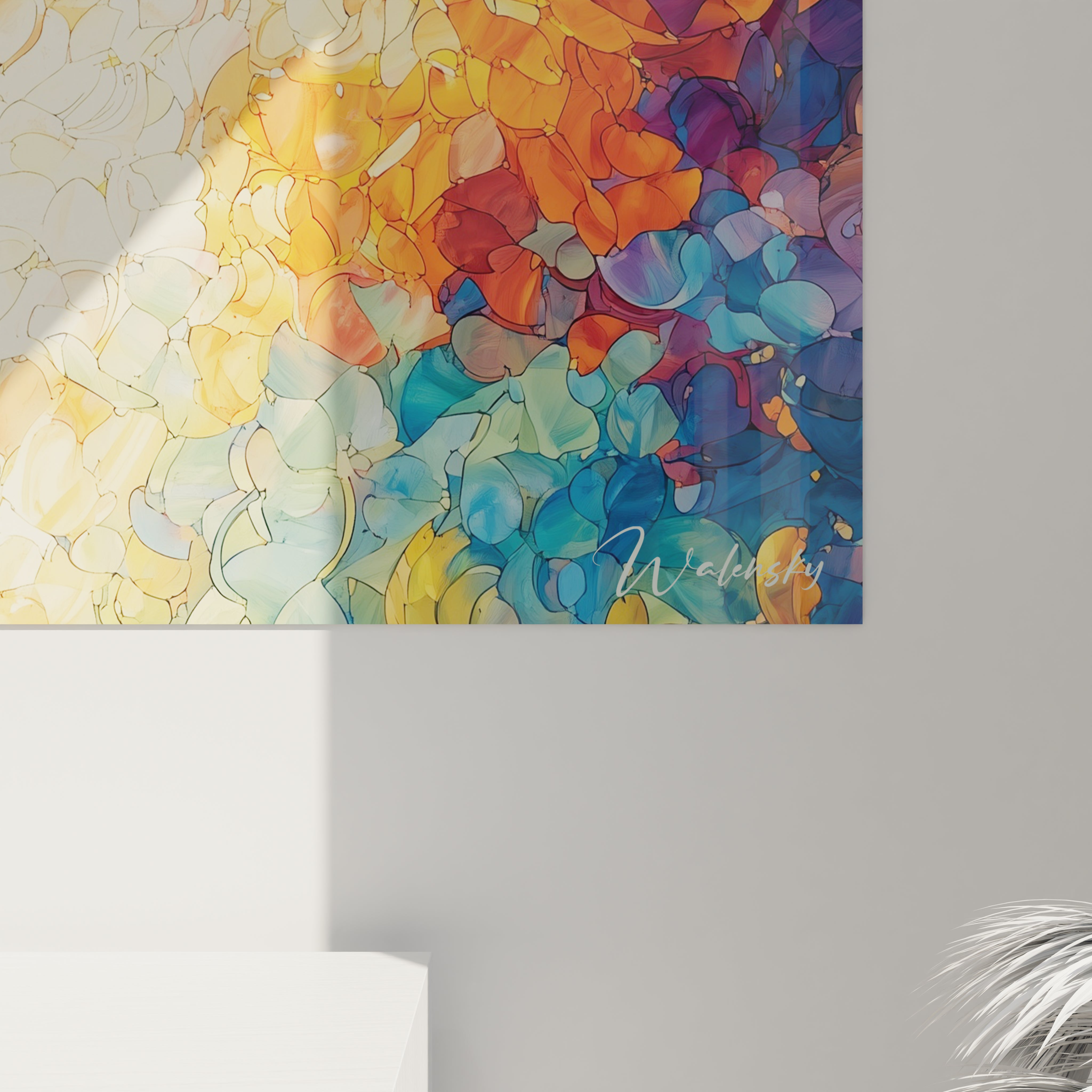 Tableau mural Walensky gros plan coin signé d une impression noir et blanc, tableau visage féminin pointillisme, décor minimaliste