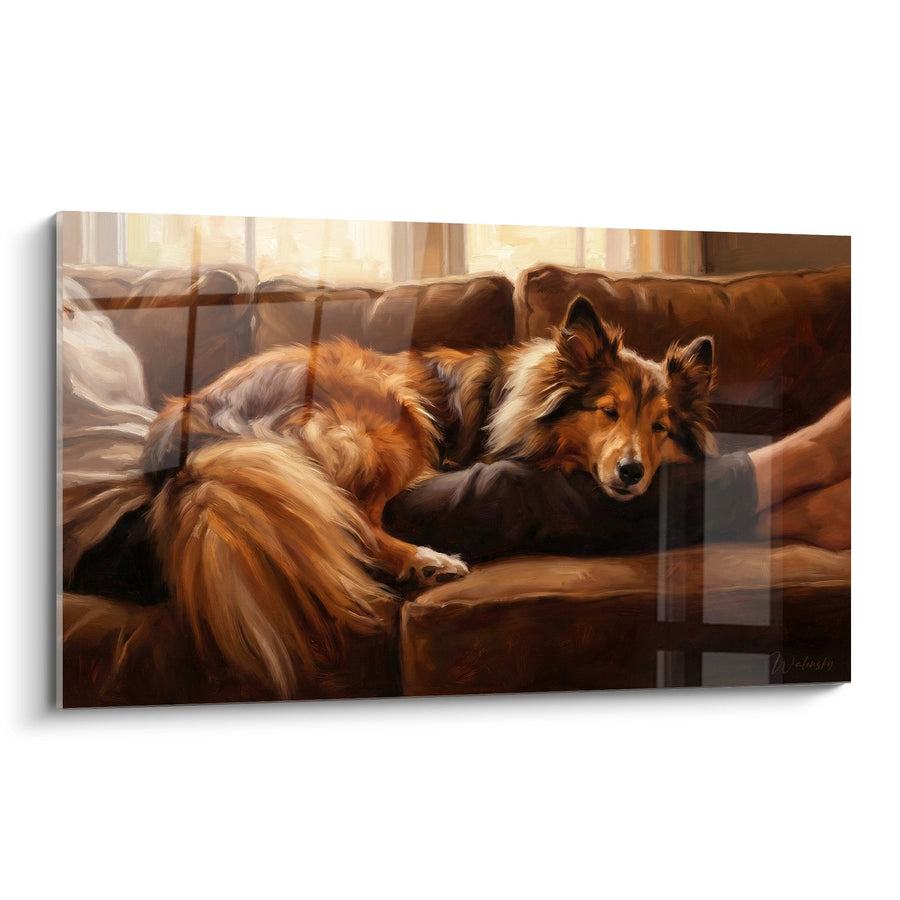 Tableau Berger des Shetland Endormi sur Canapé - Repos Chaleureux - Edition Berger des Shetland