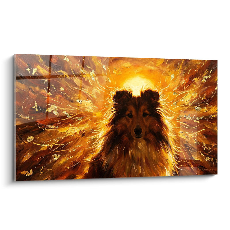 Quadro Pastore delle Shetland in un Turbine di Fiamme Dorate - Potenza Ardente - Edizione Pastore delle Shetland