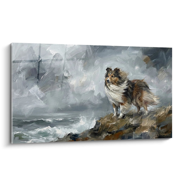 Cuadro Pastor de Shetland en la Tormenta - Valentía frente a los Elementos - Edición Pastor de Shetland