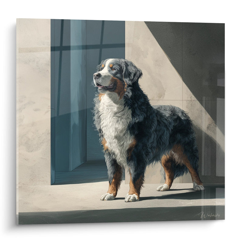 Majestic Bernese Mountain Dog Painting in Golden Light - Noble Companion - Bernese Mountain Dog Edition