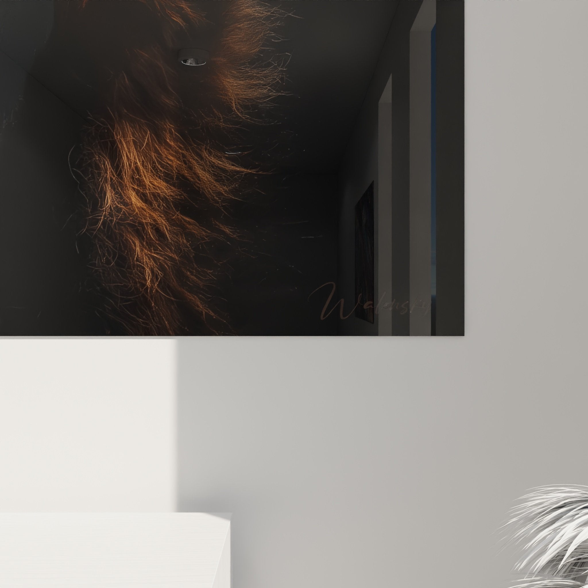 Bernese Mountain Dog raised paw artwork interior decoration contemporary style view