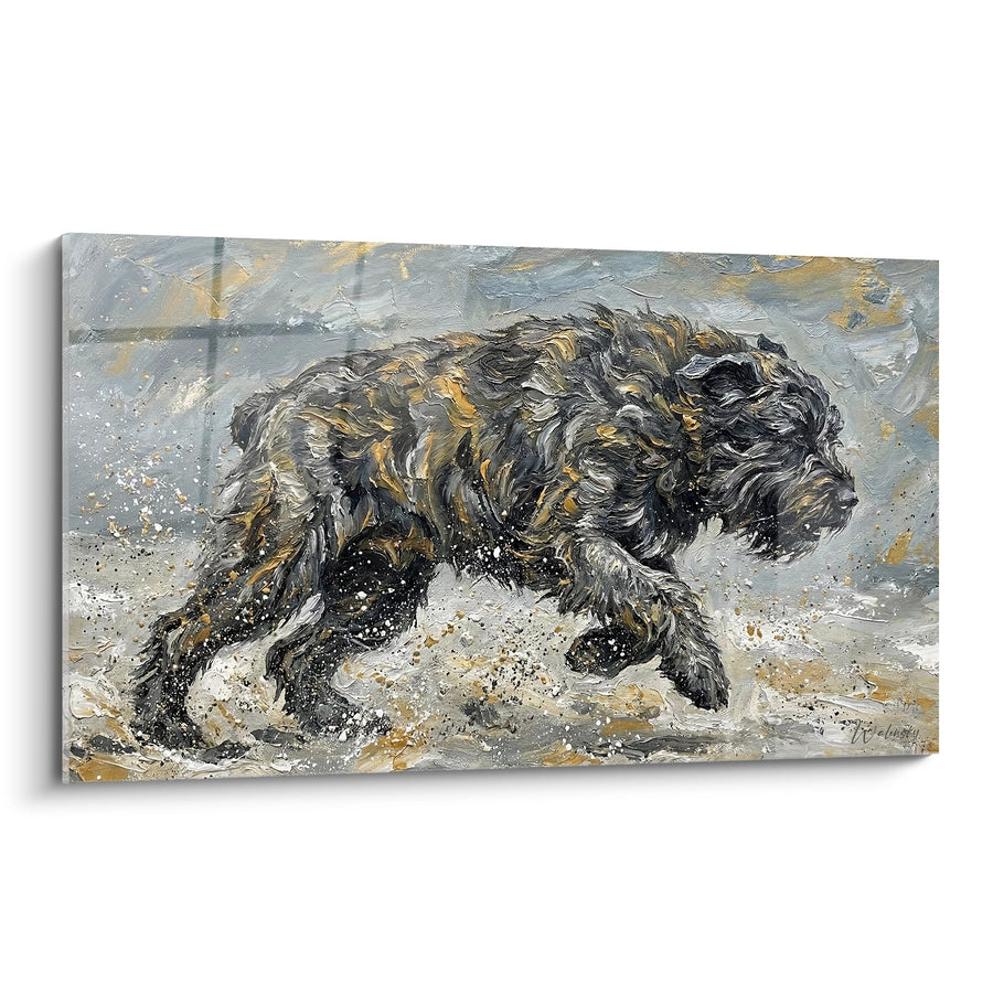 Tableau Chien Secouant son Pelage Mouillé dans l'Eau - Éclats d'Émotion - Edition Bouvier des Flandres