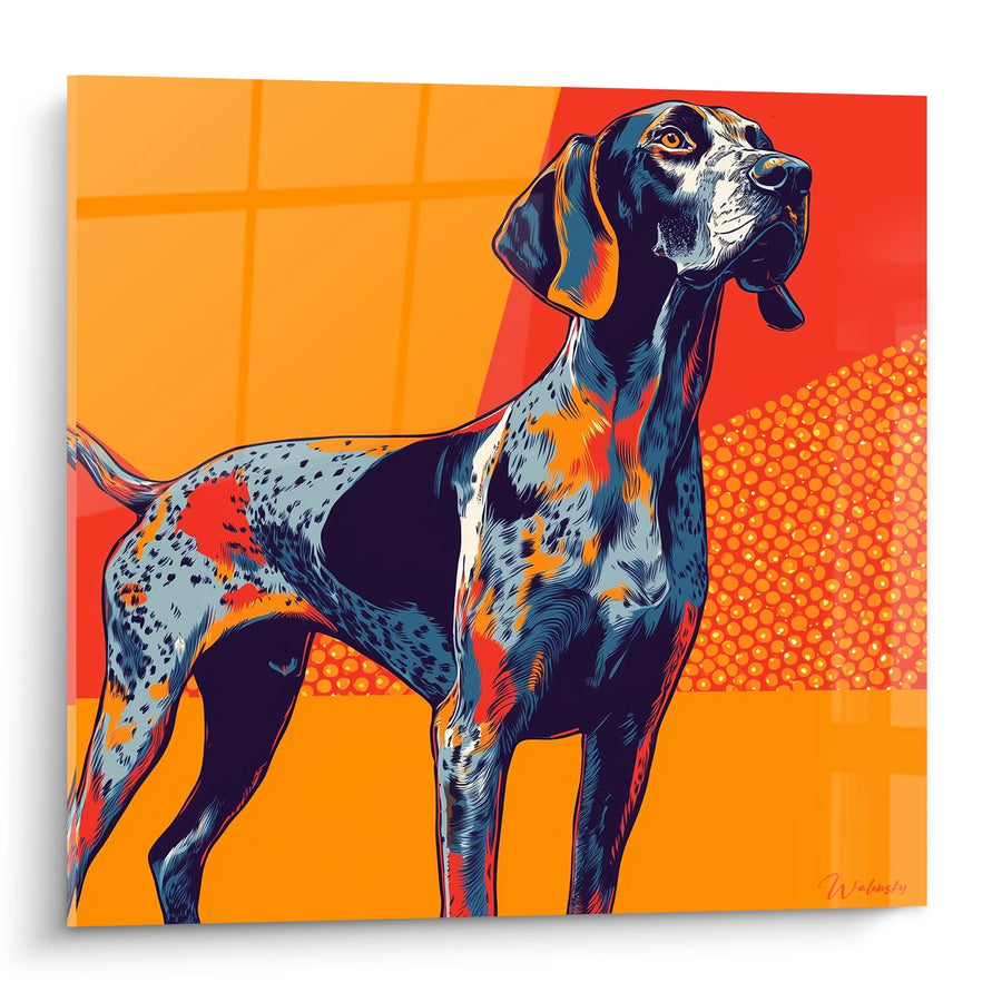 Tableau Braque Allemand Portrait Orange et Rouge - Élégance Contemporaine - Edition Braque Allemand