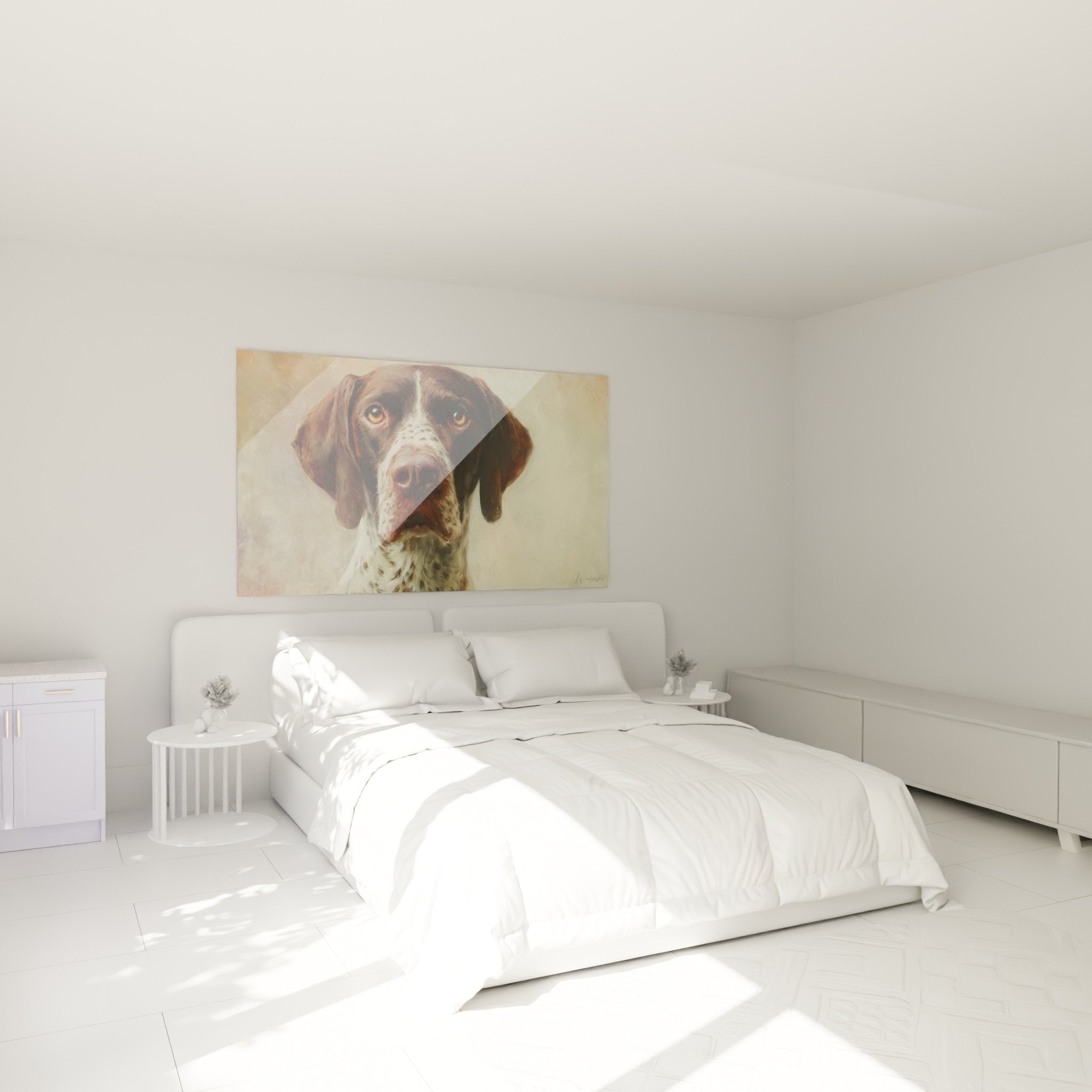 Tableau braque allemand portrait accroche chambre mur beige decoration murale chien