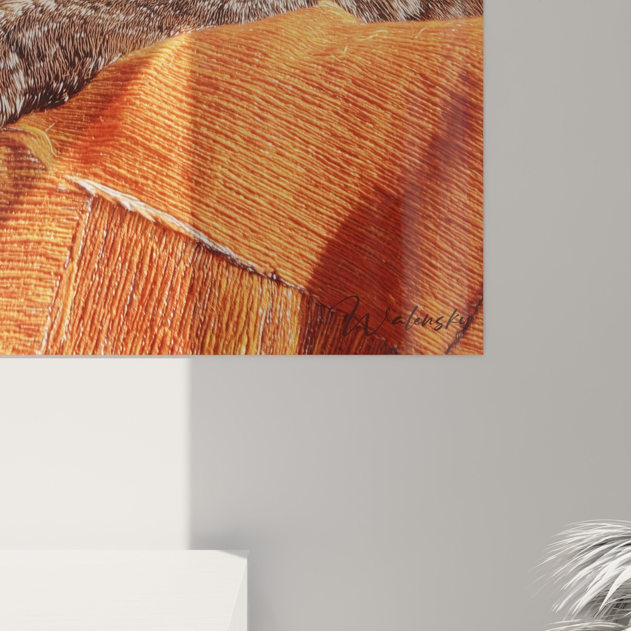 Overview German Braque painting orange sofa wall decor caramel tones contemporary style