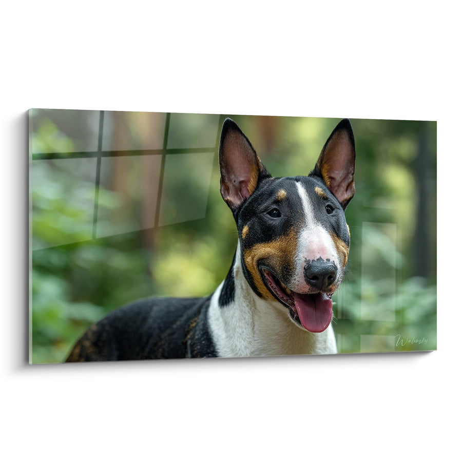 Tableau Bull Terrier Tricolore Portrait Souriant - Regard Malicieux - Edition Bull Terrier