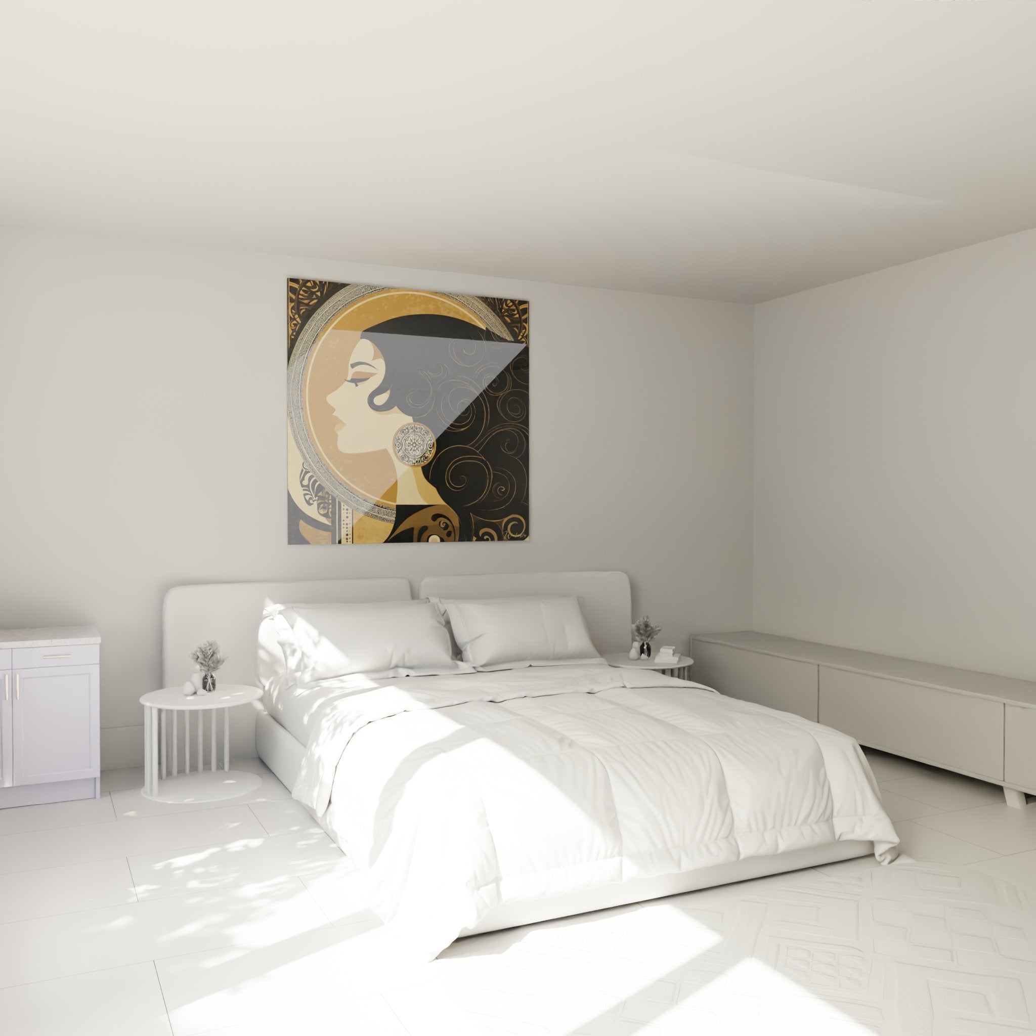 Schlafzimmerdekoration Kunstgemälde Art-Deco-Porträt orientalischer Stil gold und schwarz gehobene Atmosphäre