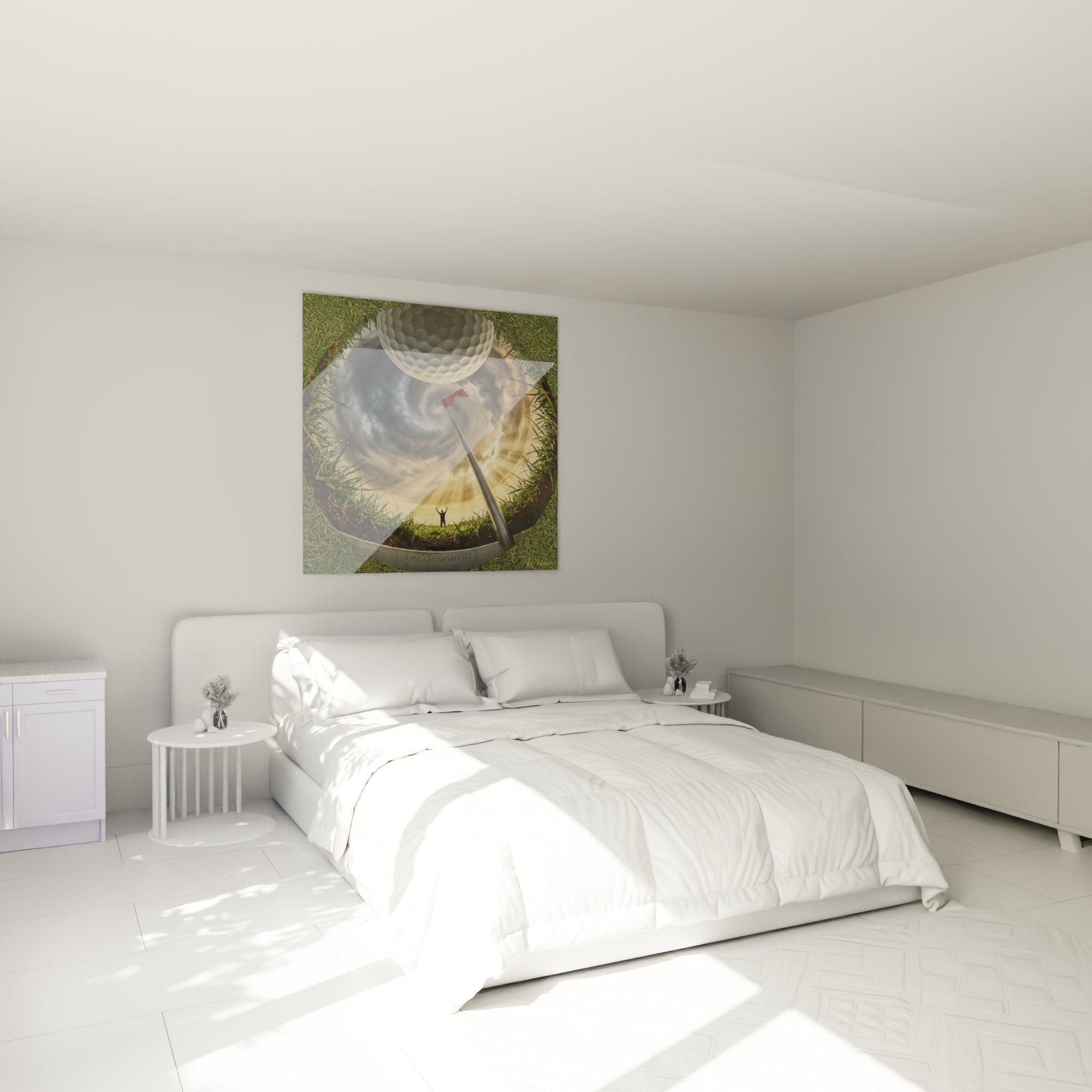 Tableau golf Dream Moment décorant élégamment une chambre moderne avec ambiance sportive raffinée