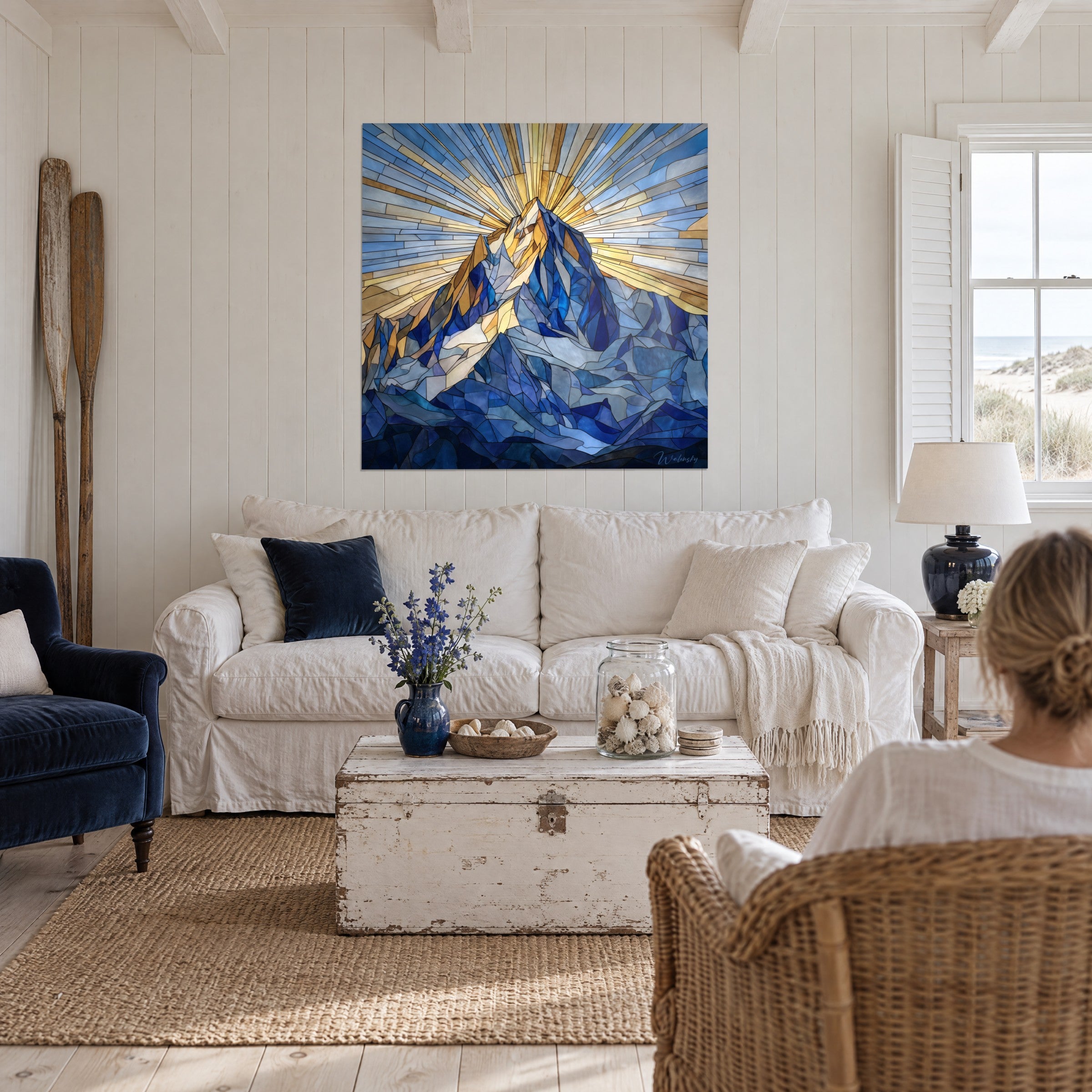 Alpine Mosaic Mountain Art - Golden Rays | The Alps