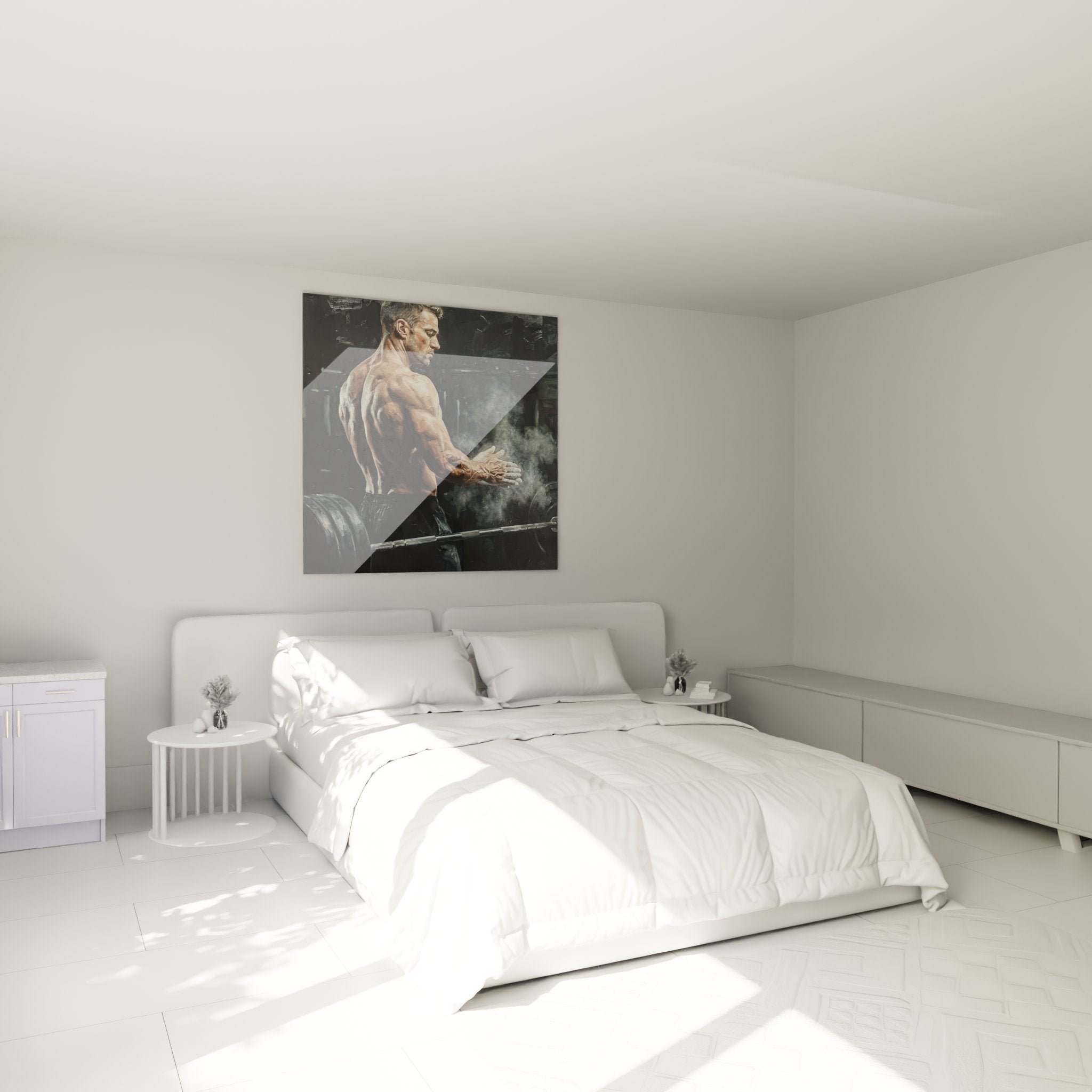 Tableau art musculation chambre decoration murale homme muscle entrainement gym motivation sport