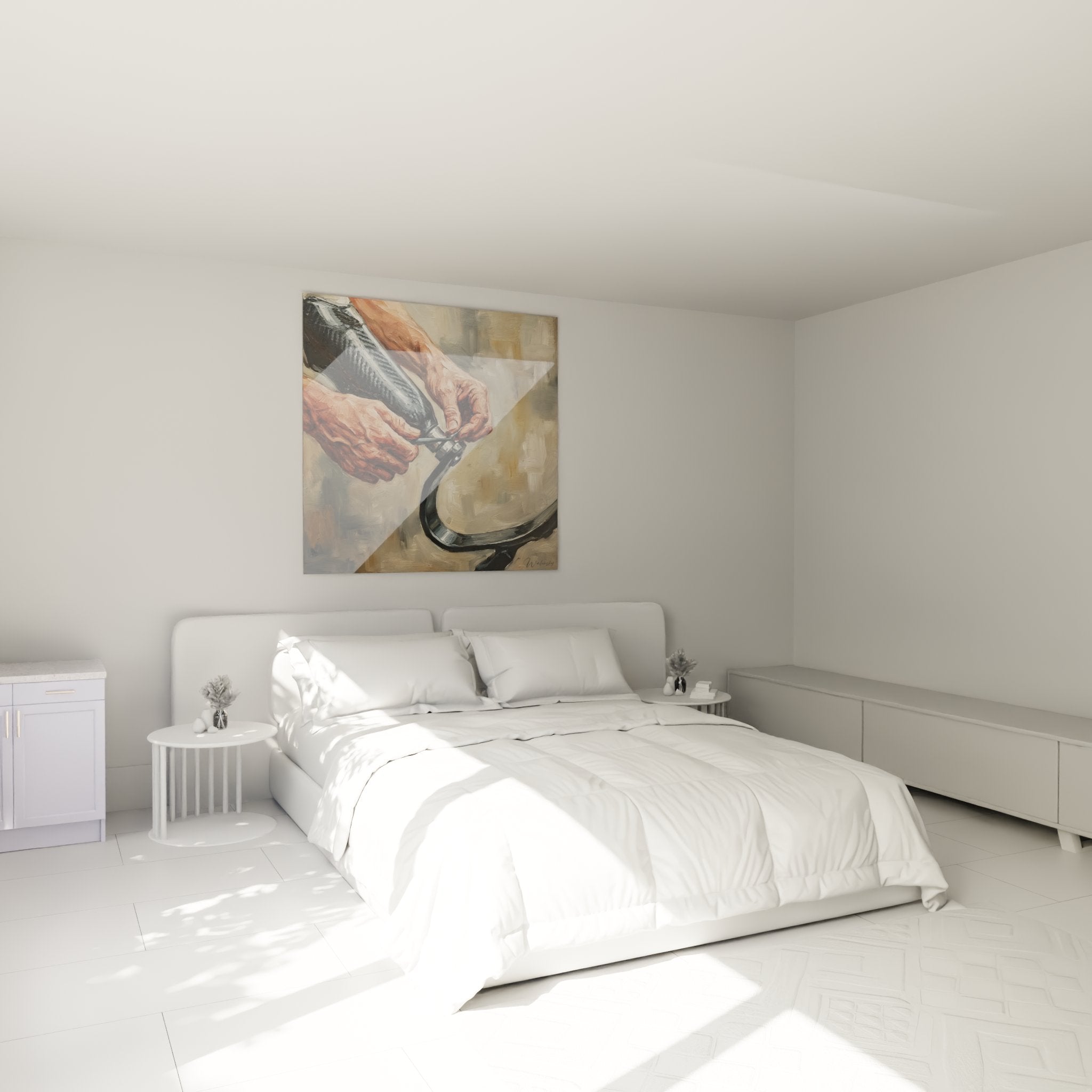 Decoration murale tableau prothese dans chambre moderne, art paralympique inspiration