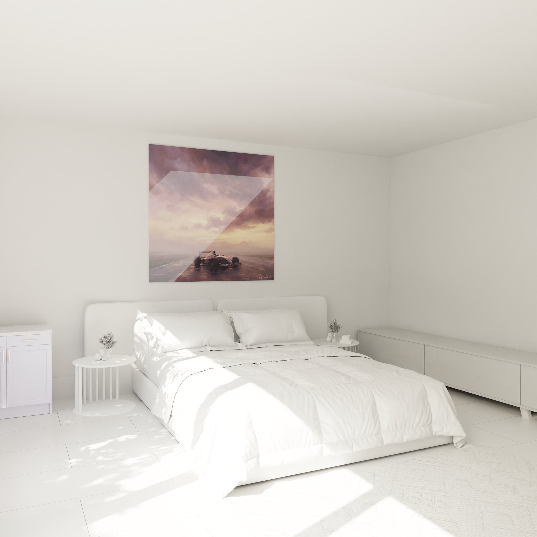 Decoration chambre avec tableau F1 monoplace orage ambiance dramatique art automobile Welinsky