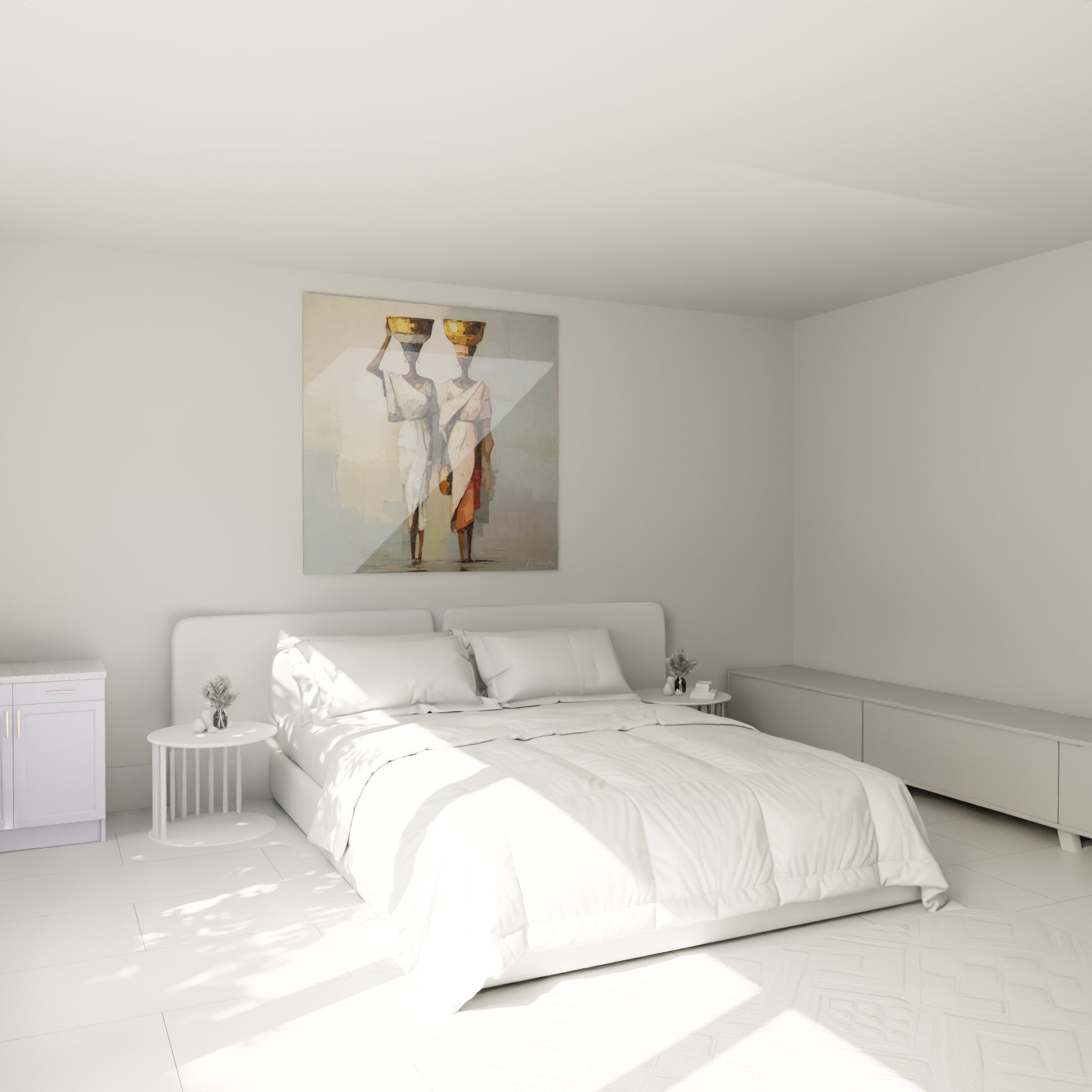 Decorazione murale quadro donne africane portatrici d'acqua in camera moderna stile etnico chic